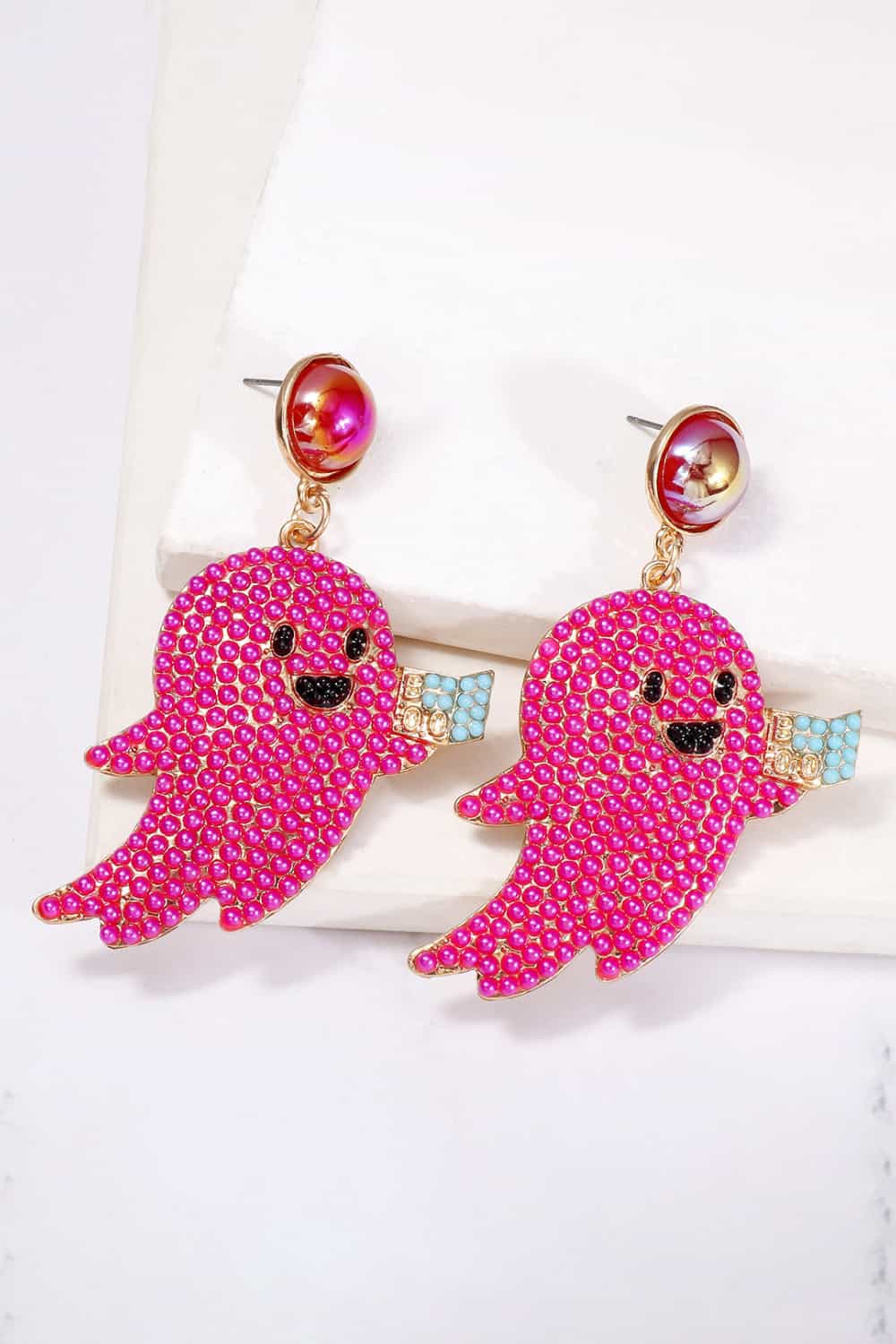 Ghost Shape Synthetic Pearl Dangle Earrings - Image 3
