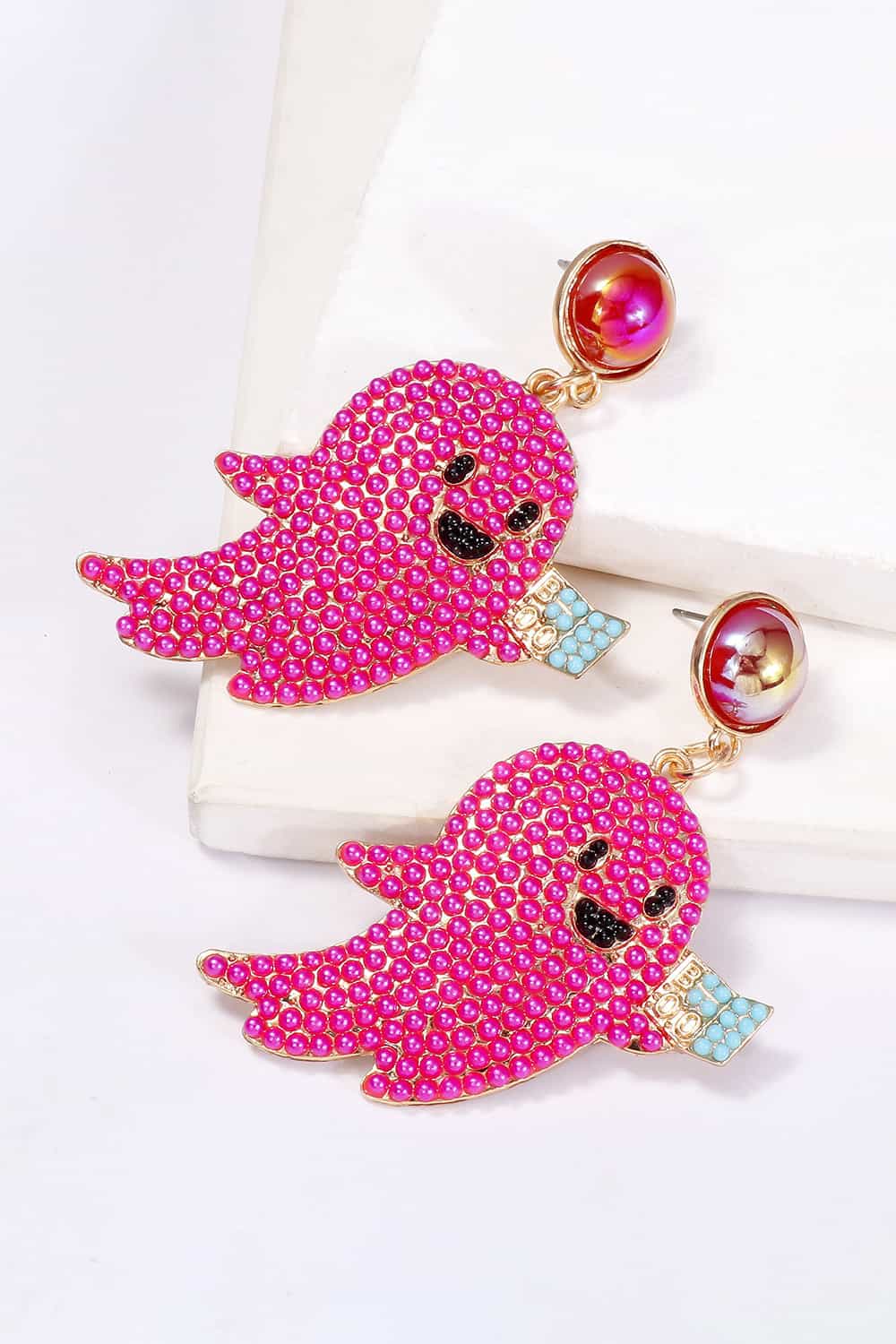 Ghost Shape Synthetic Pearl Dangle Earrings - Image 4