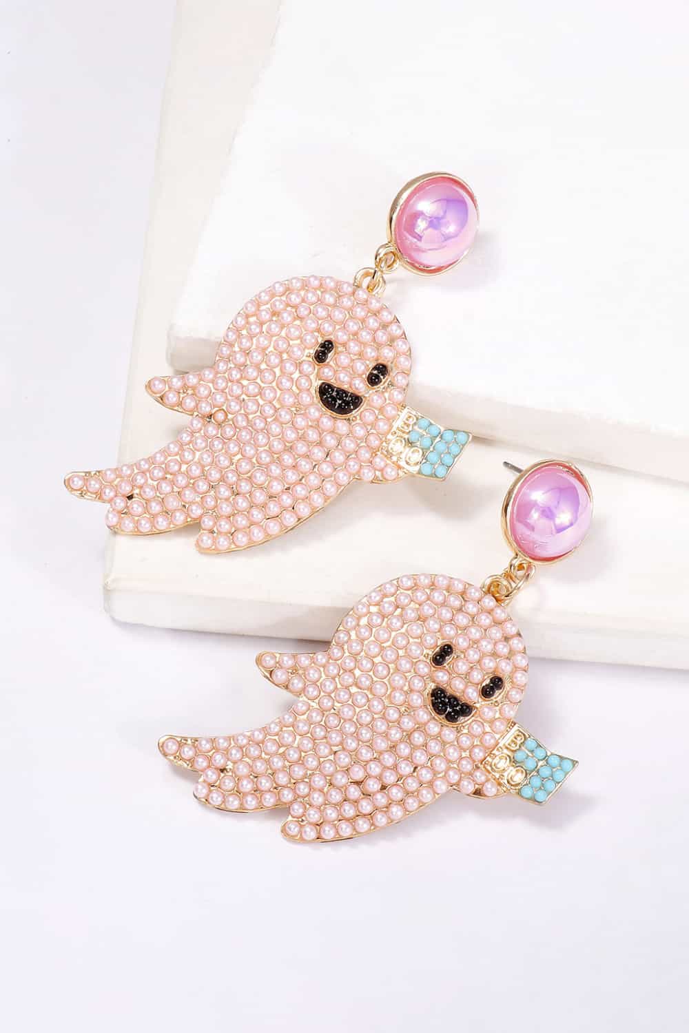 Ghost Shape Synthetic Pearl Dangle Earrings - Image 5