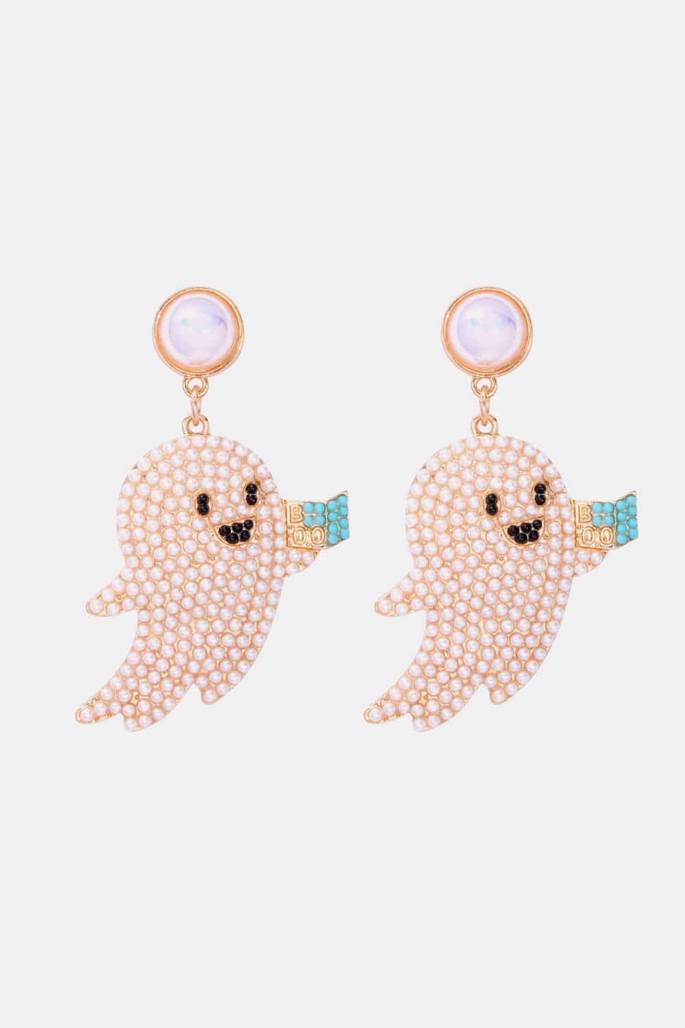 Ghost Shape Synthetic Pearl Dangle Earrings - Image 7