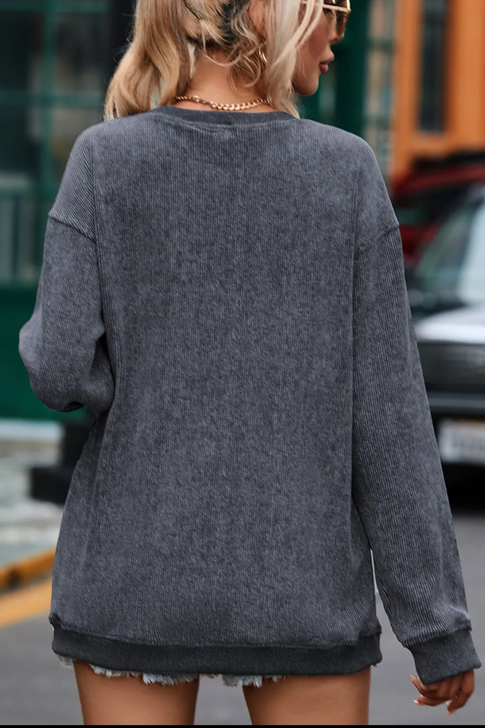Glitter Ghost Round Neck Long Sleeve Sweatshirt - Image 2