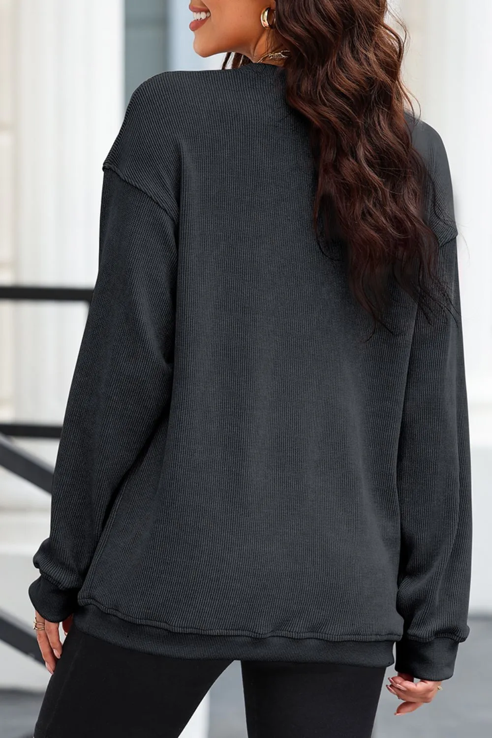 Glitter Ghost Round Neck Long Sleeve Sweatshirt - Image 8