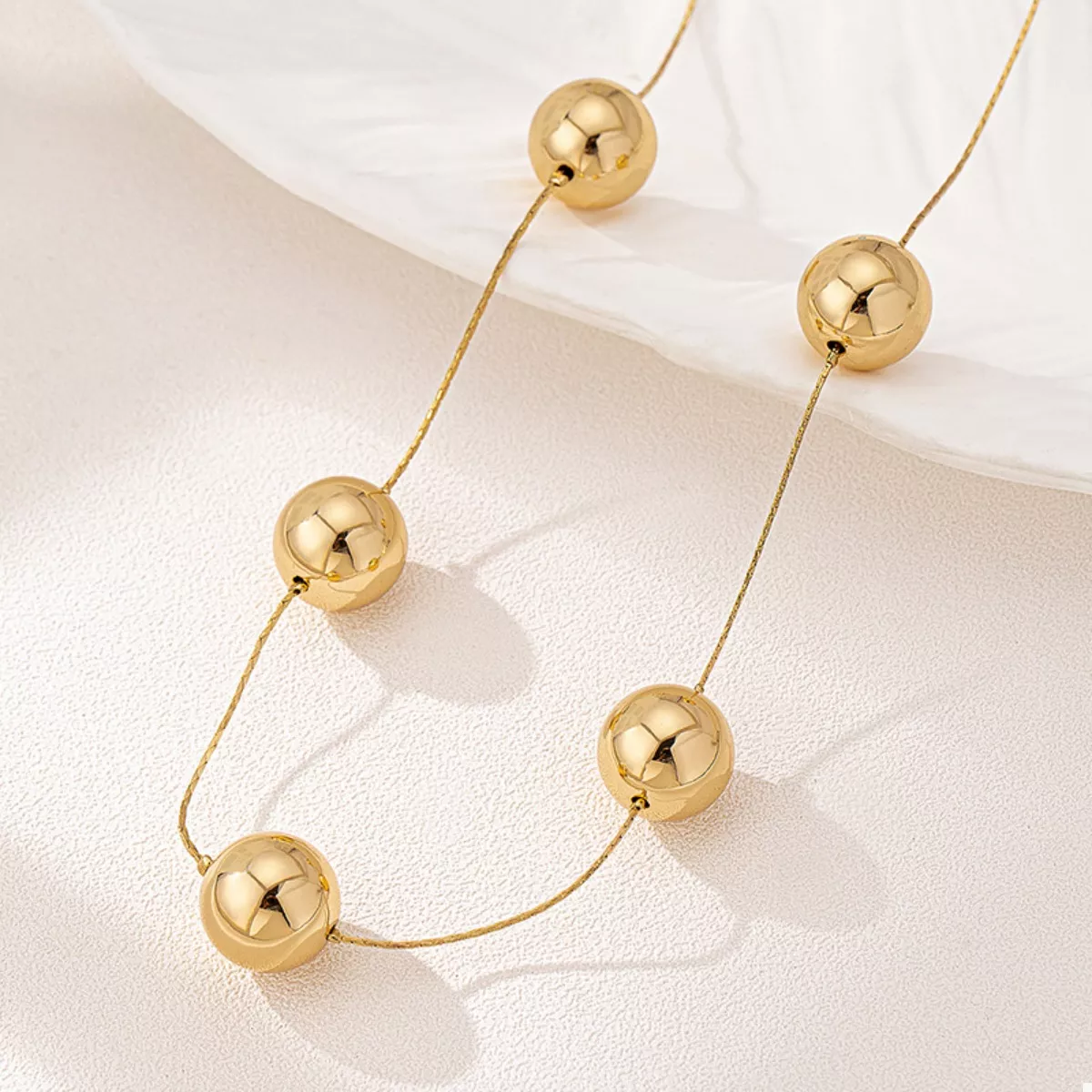 Golden Sphere Statement Necklace - Image 2