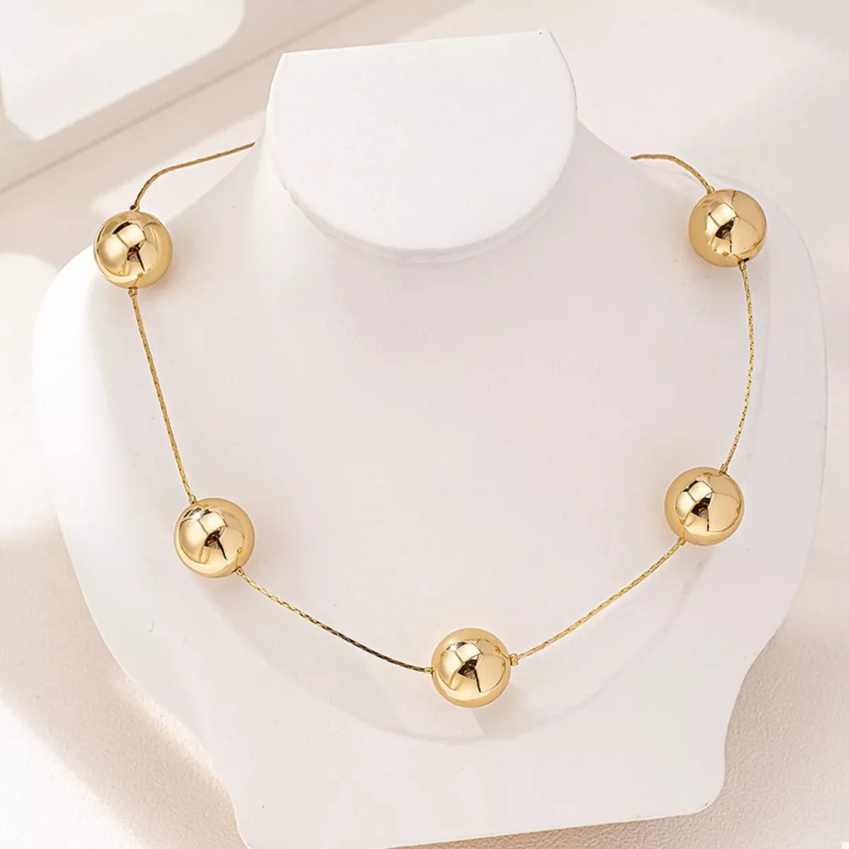 Golden Sphere Statement Necklace - Image 3