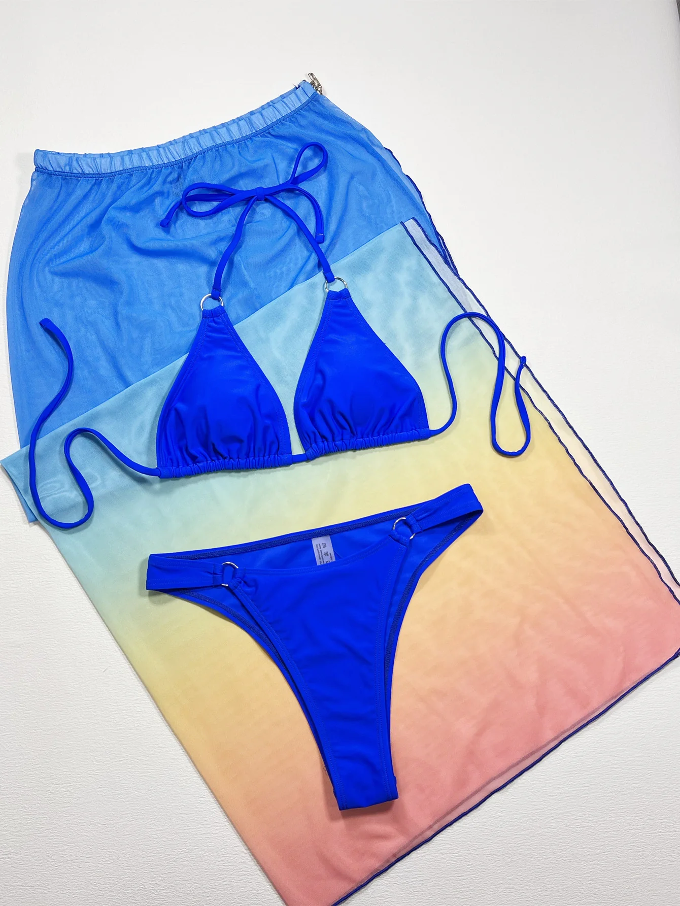 Gradient Halter Neck Three-Piece Swim Set - Image 5