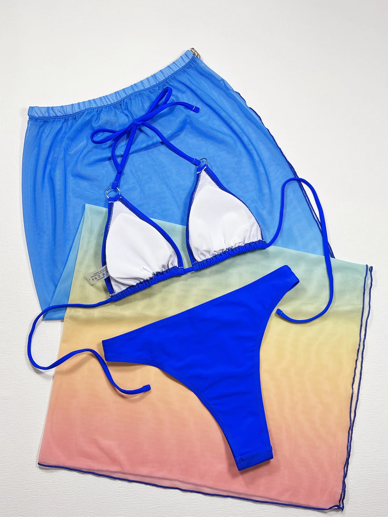 Gradient Halter Neck Three-Piece Swim Set - Image 6