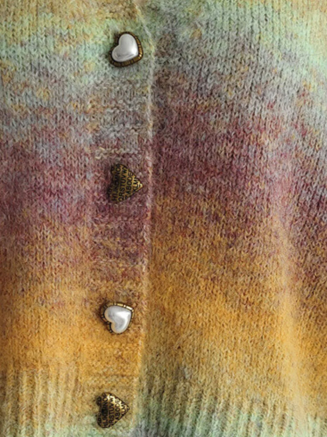 Gradient Heart Shape Button V-Neck Cardigan - Image 13