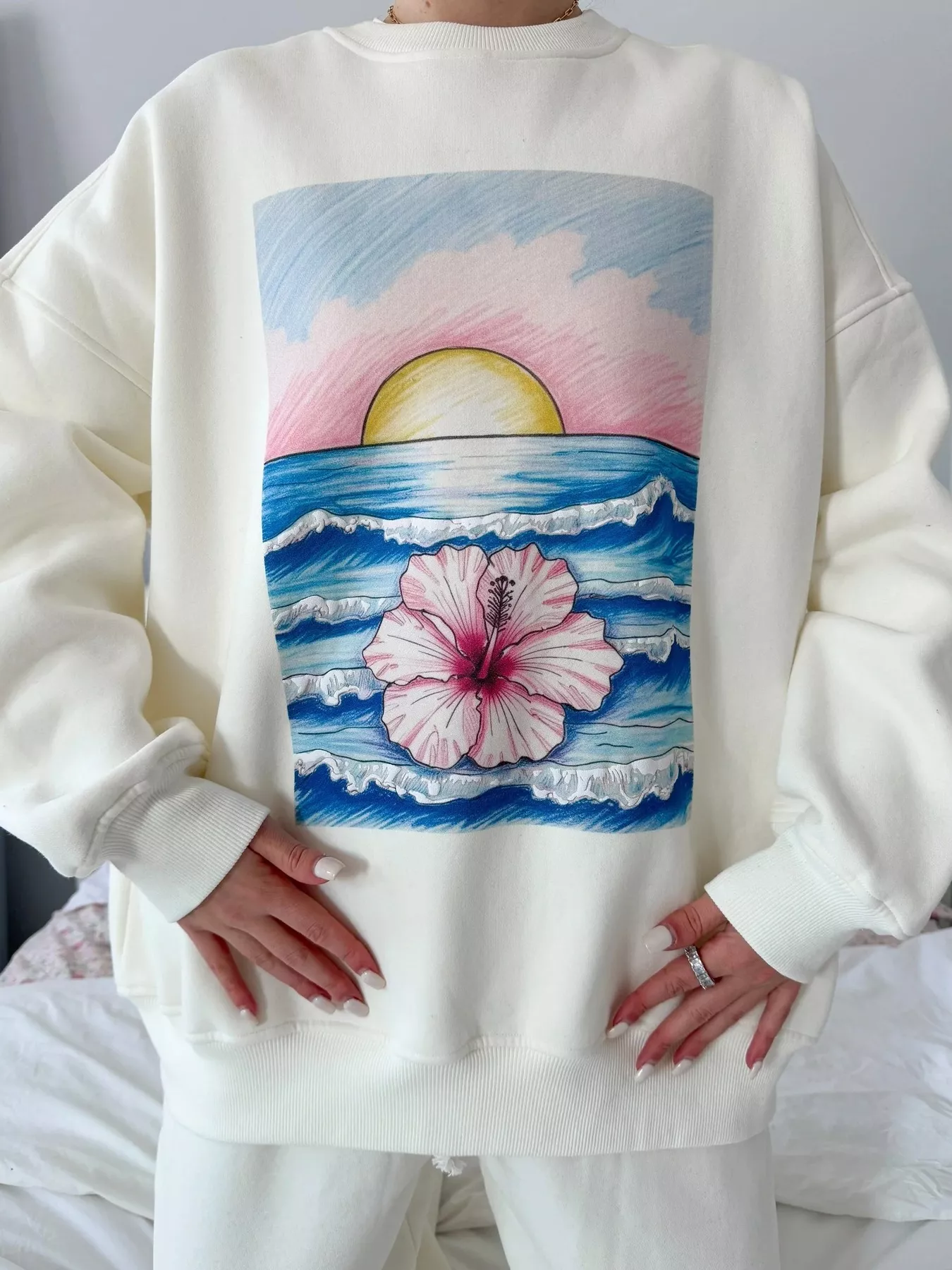 Graphic Round Neck Drop Shoulder Sweatshirt - Image 4