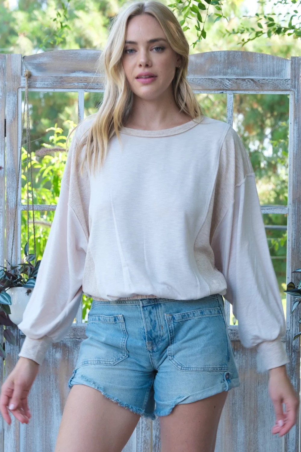 Hailey & Co Rib and Two Tone Knit Mixed Top - Image 4