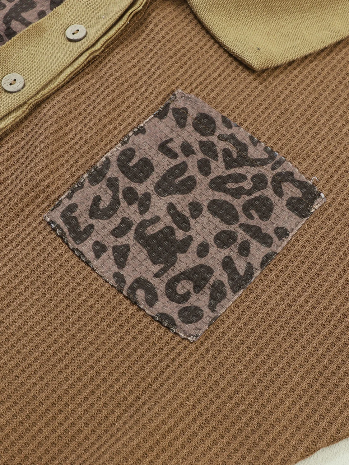 Half Button Leopard Collared Neck Blouse - Image 11
