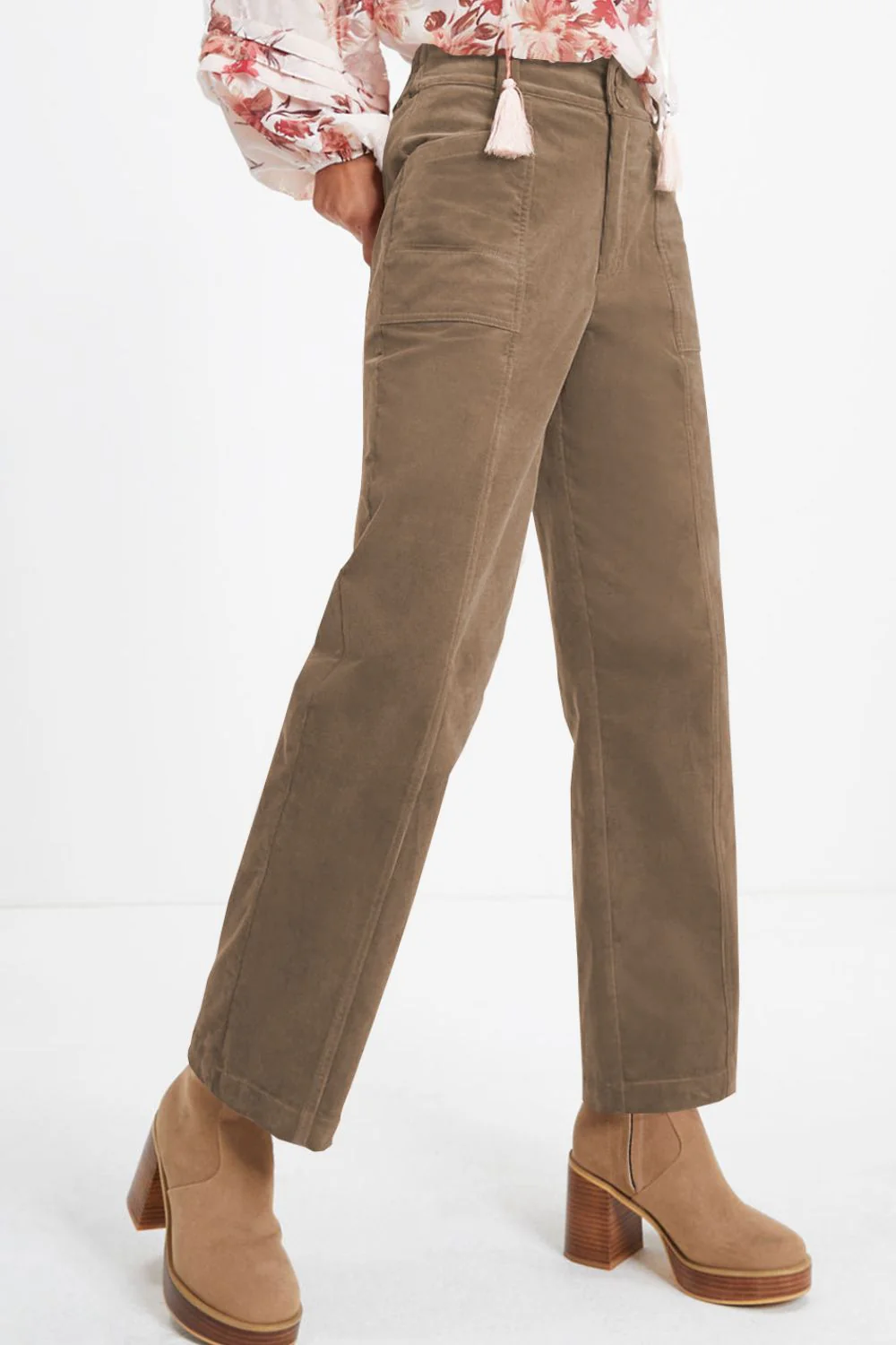 Half Elastic Waist Straight Pants - Image 14