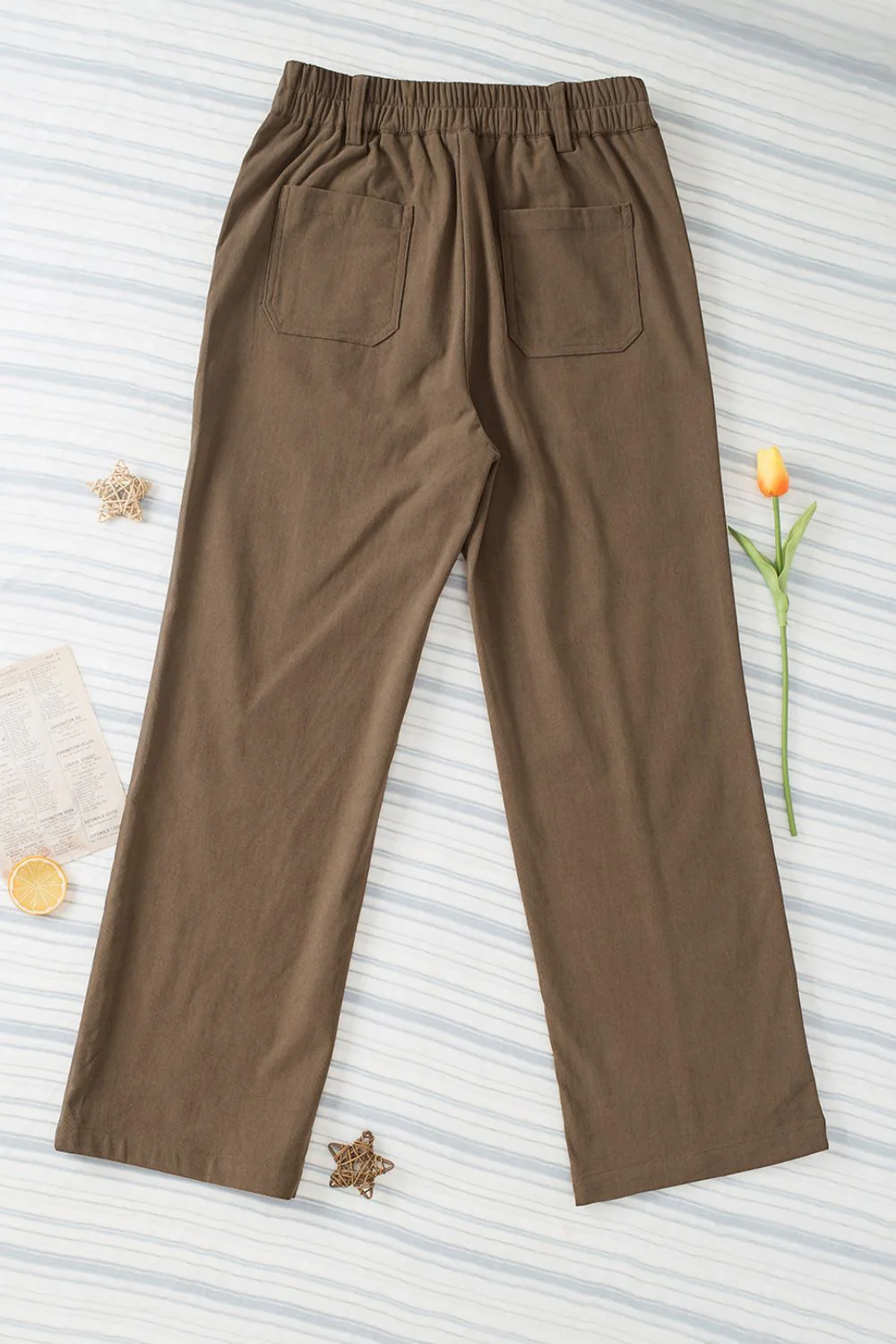 Half Elastic Waist Straight Pants - Image 16