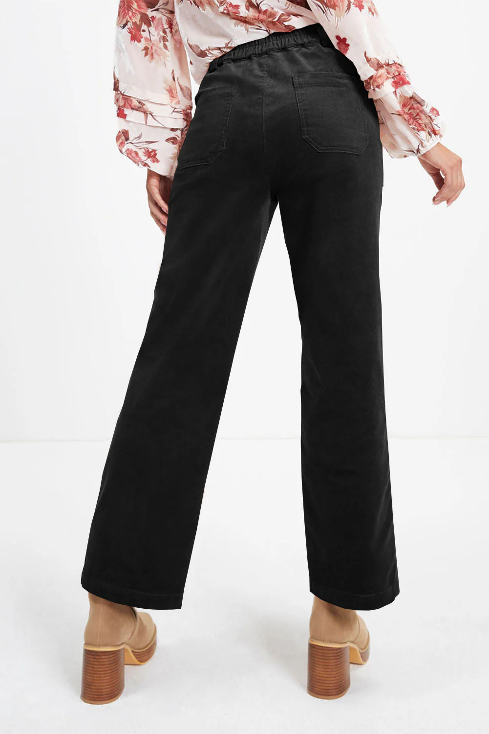 Half Elastic Waist Straight Pants - Image 23