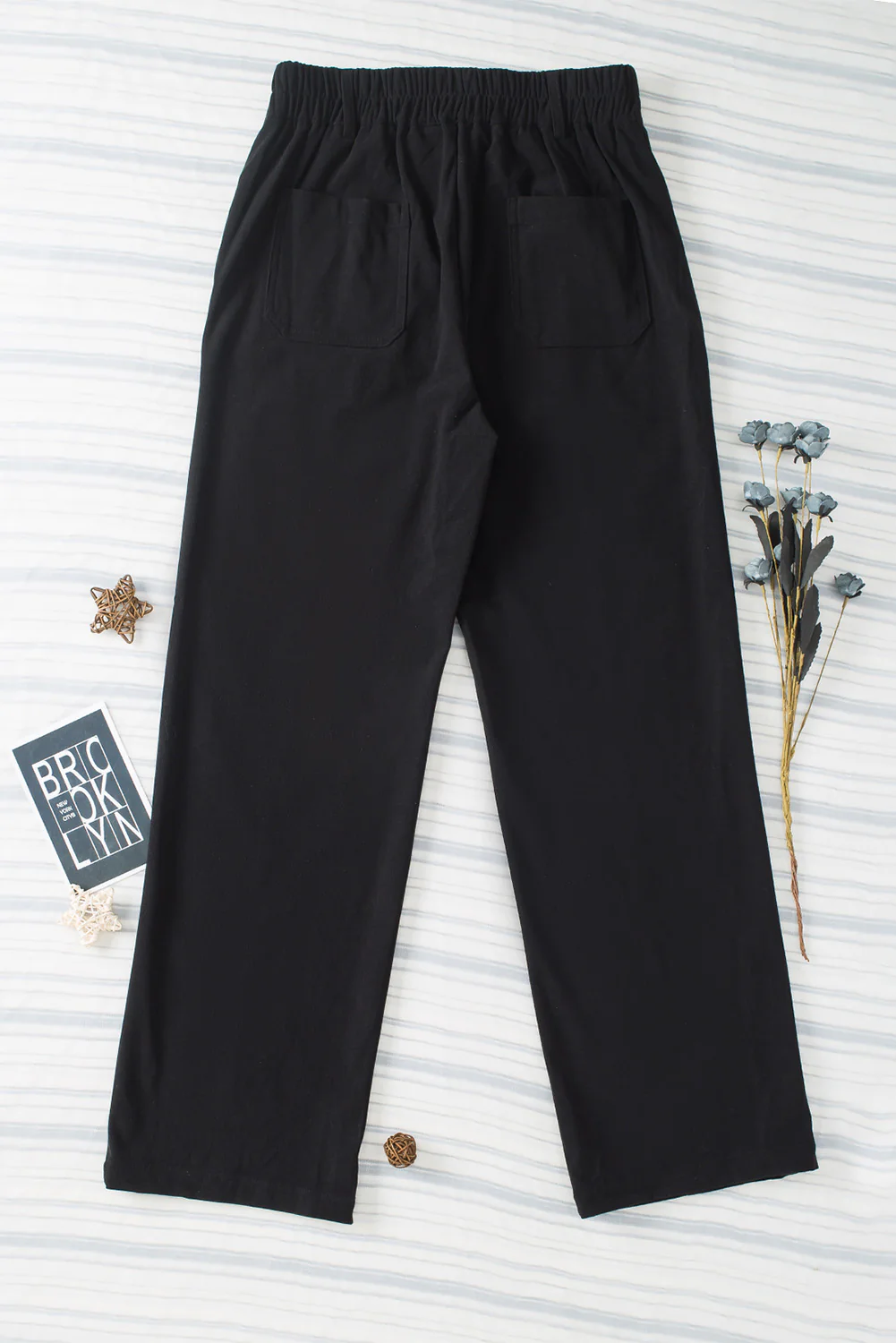 Half Elastic Waist Straight Pants - Image 25