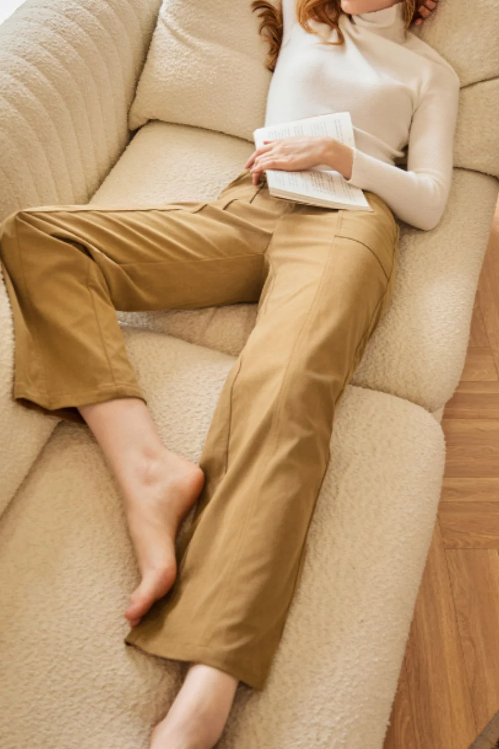 Half Elastic Waist Straight Pants - Image 4