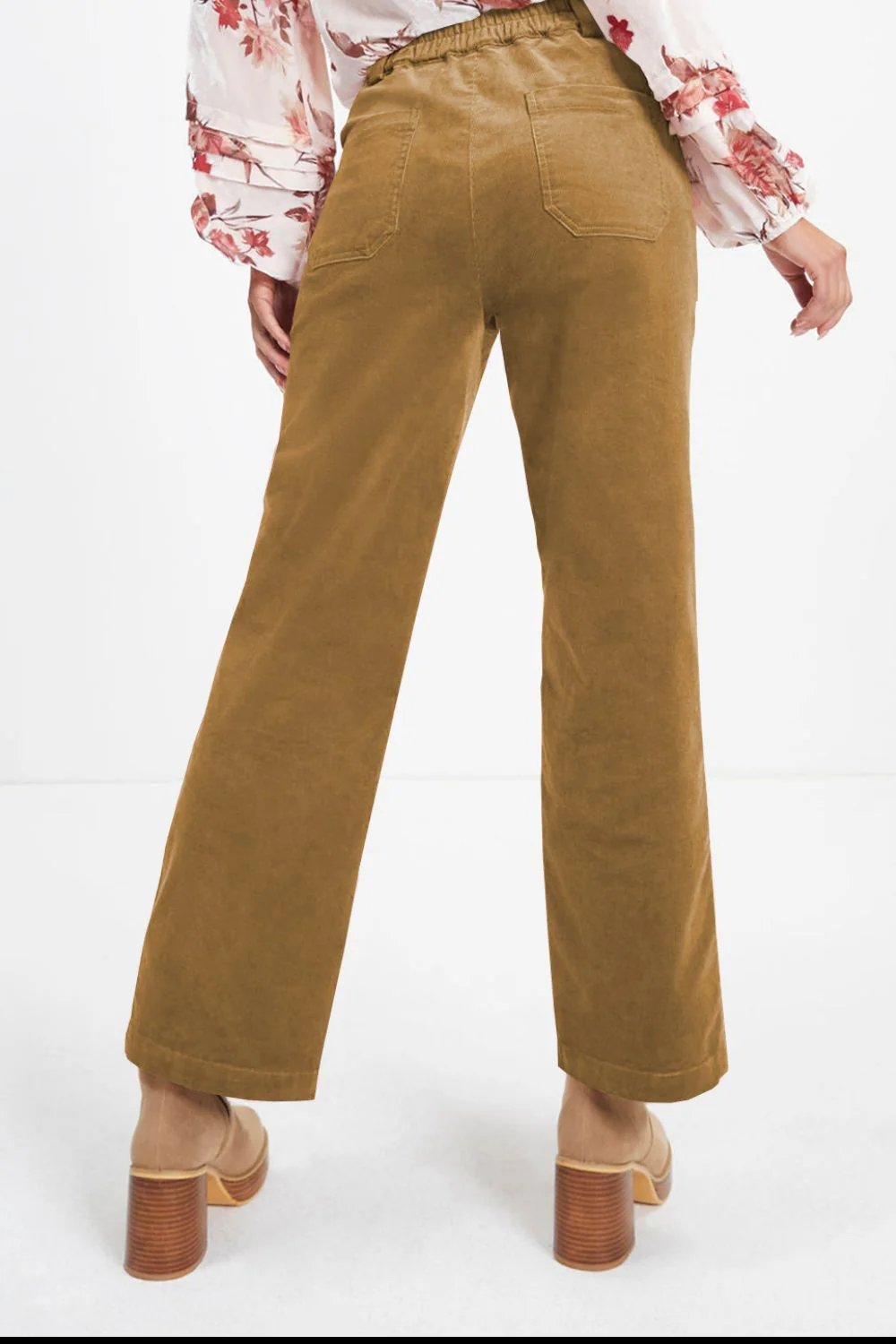 Half Elastic Waist Straight Pants - Image 6