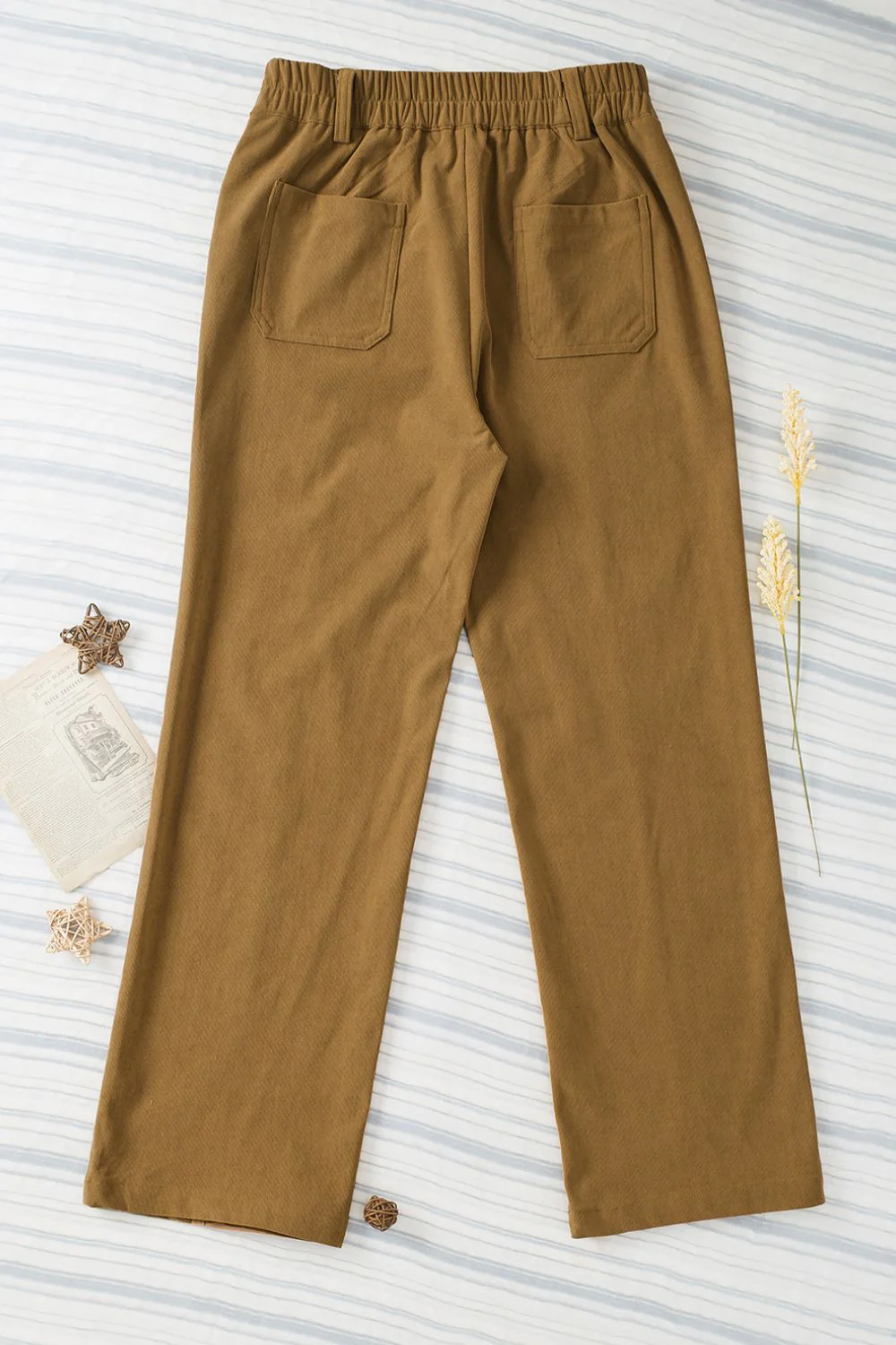 Half Elastic Waist Straight Pants - Image 8