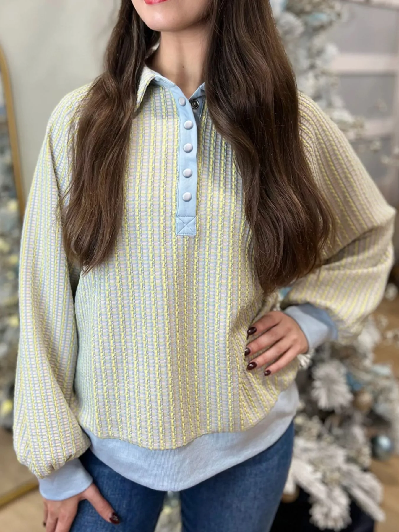 Half Snap Long Sleeve Sweatshirt - Image 2