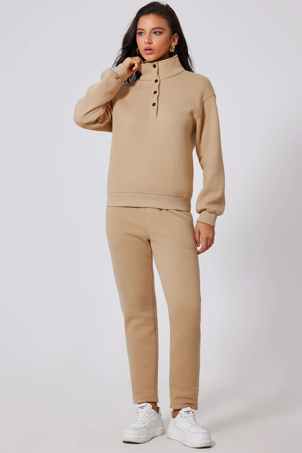 Half Snap Turtleneck Top and Pants Active Set - Image 2