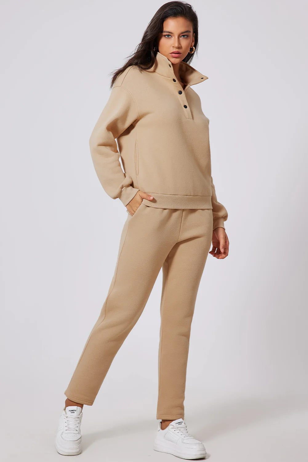 Half Snap Turtleneck Top and Pants Active Set - Image 3
