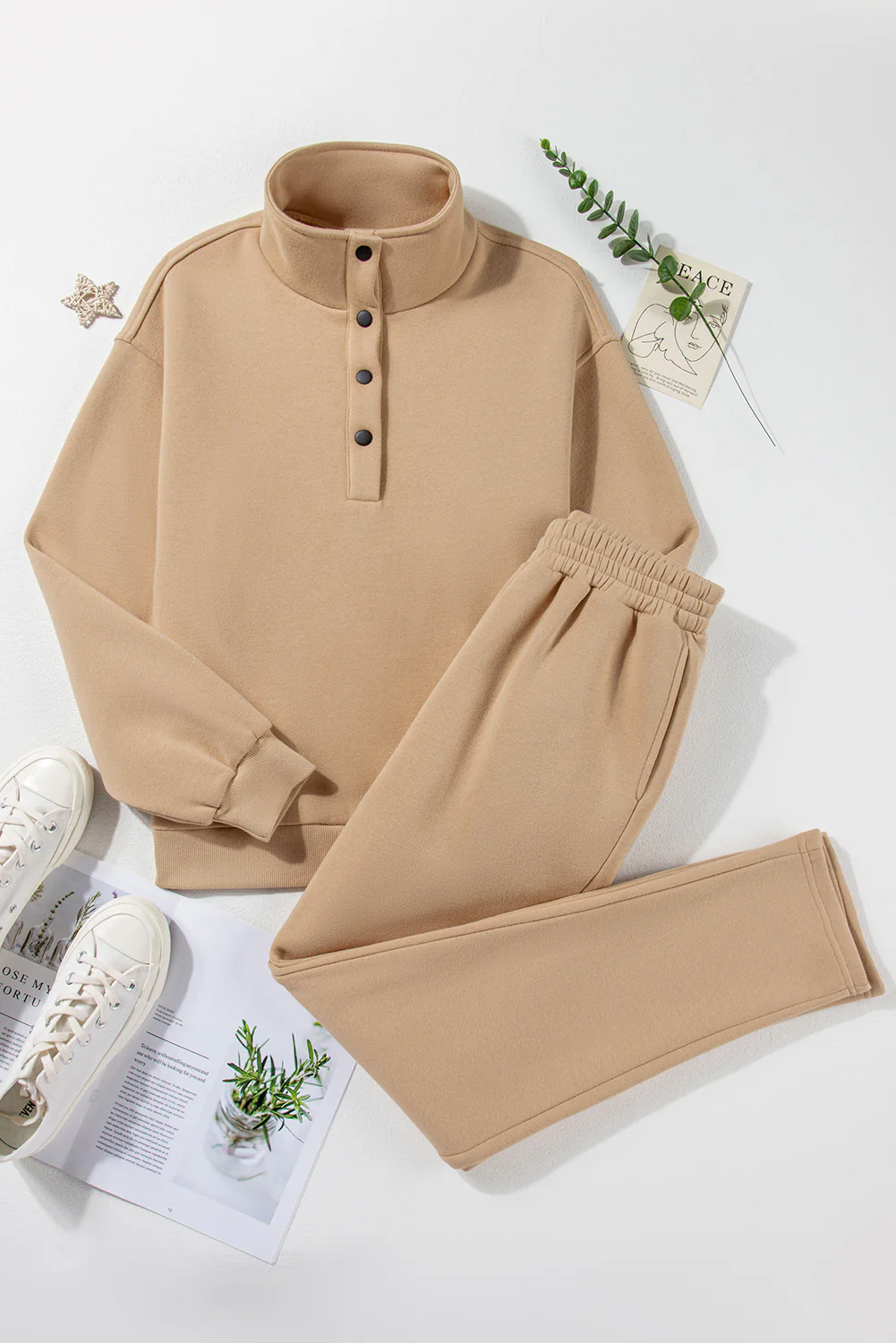 Half Snap Turtleneck Top and Pants Active Set - Image 7