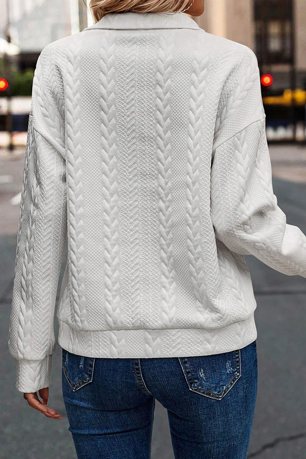 Half Zip Drop Shoulder Long Sleeve Sweatshirt - Image 2