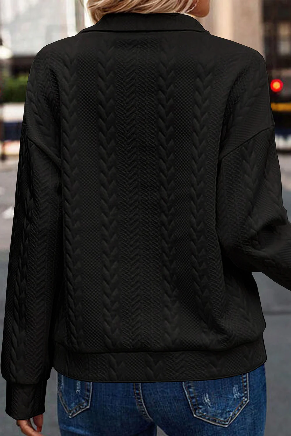 Half Zip Drop Shoulder Long Sleeve Sweatshirt - Image 8