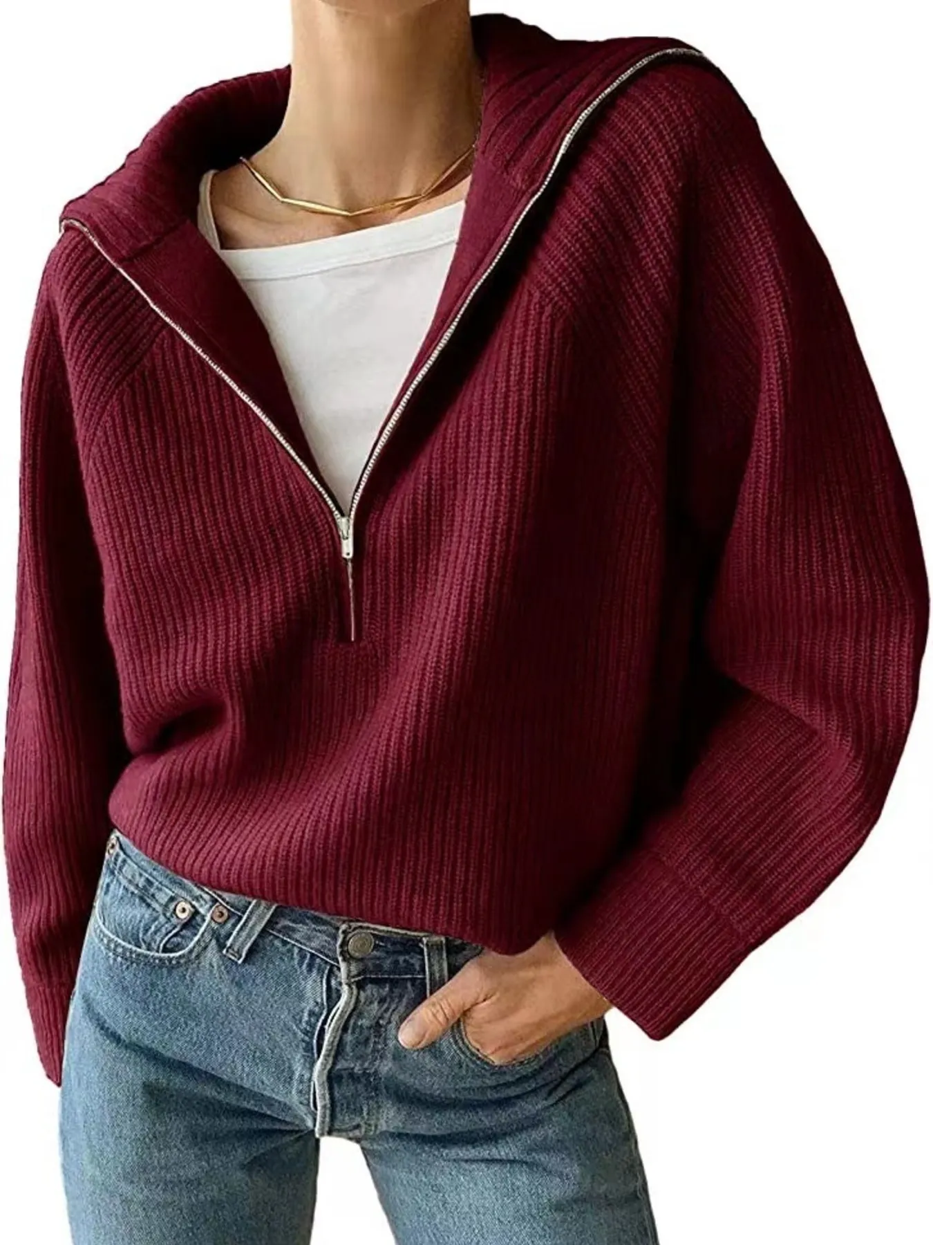 Half-Zip Long Sleeve Sweater - Image 10