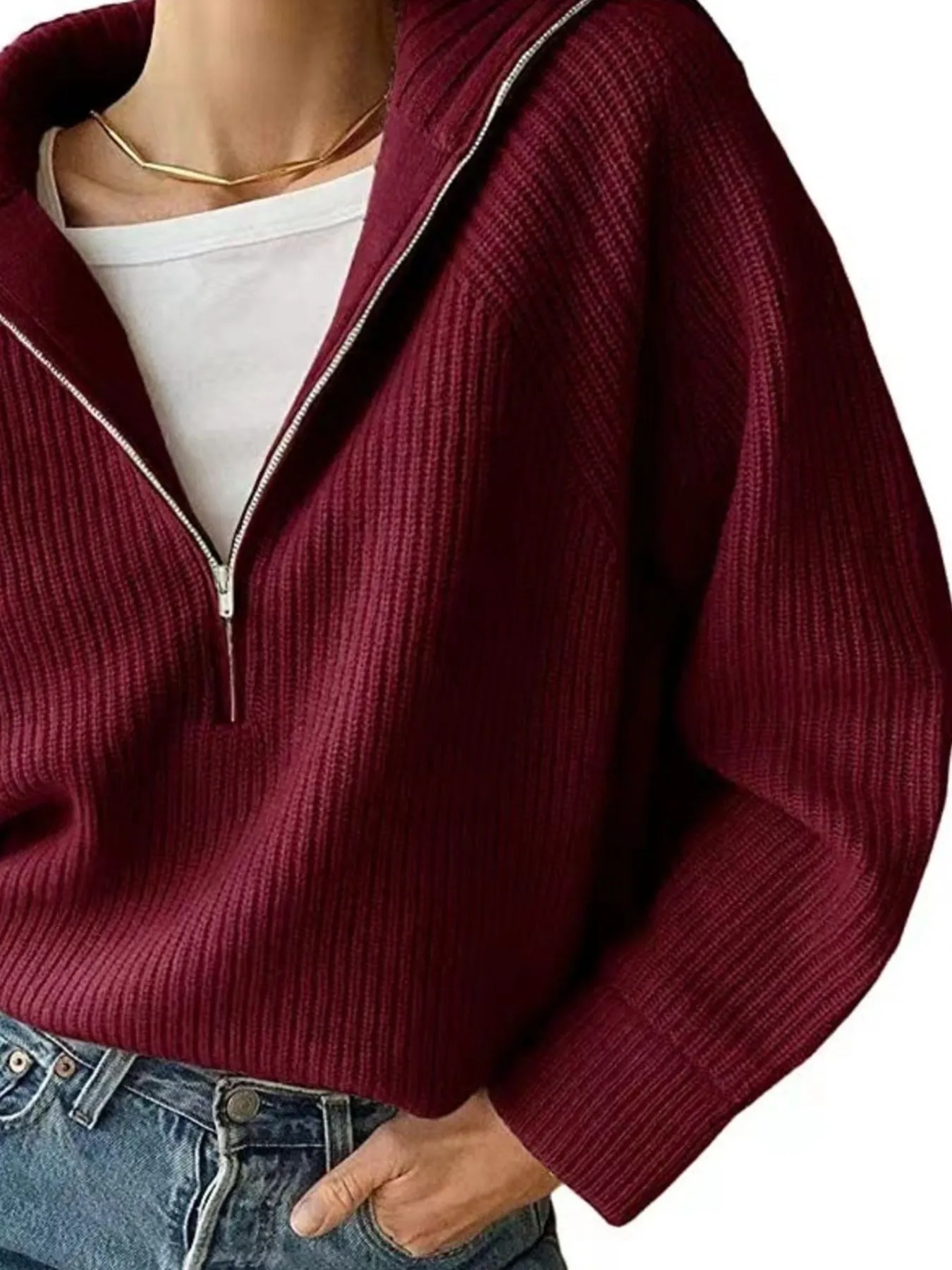 Half-Zip Long Sleeve Sweater - Image 12