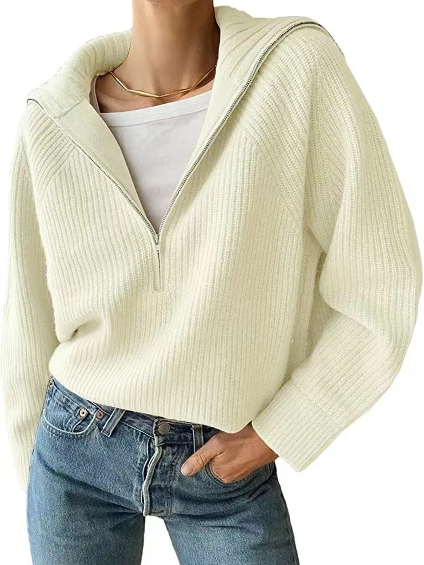 Half-Zip Long Sleeve Sweater - Image 19