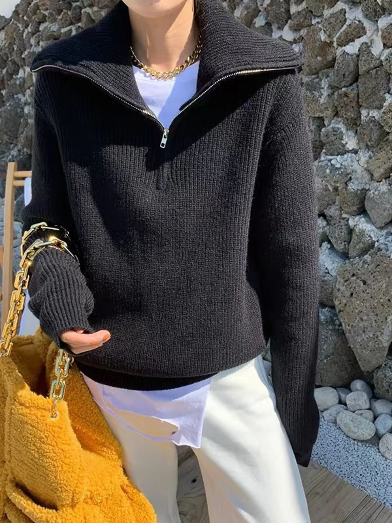 Half-Zip Long Sleeve Sweater - Image 2