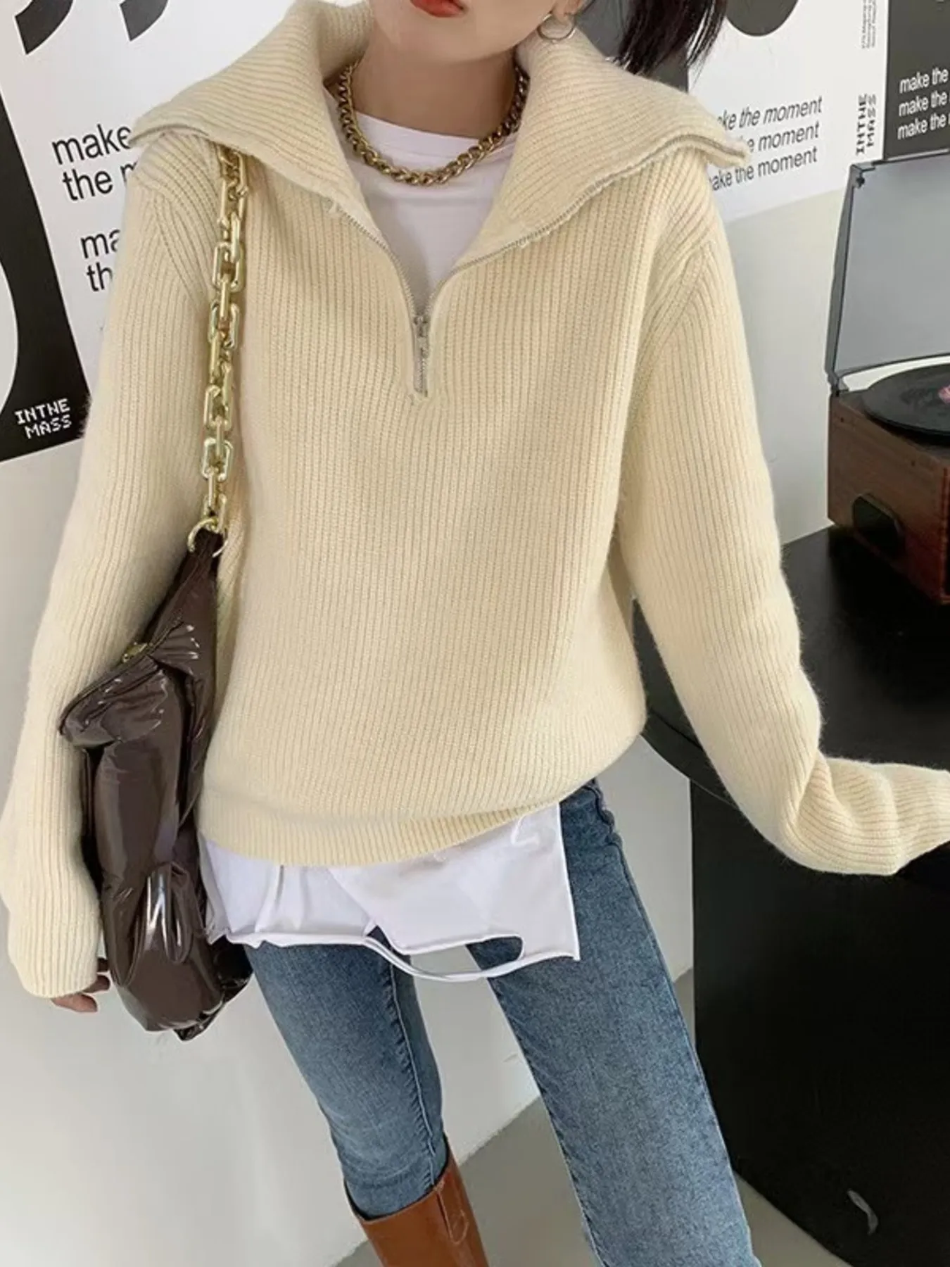 Half-Zip Long Sleeve Sweater - Image 21