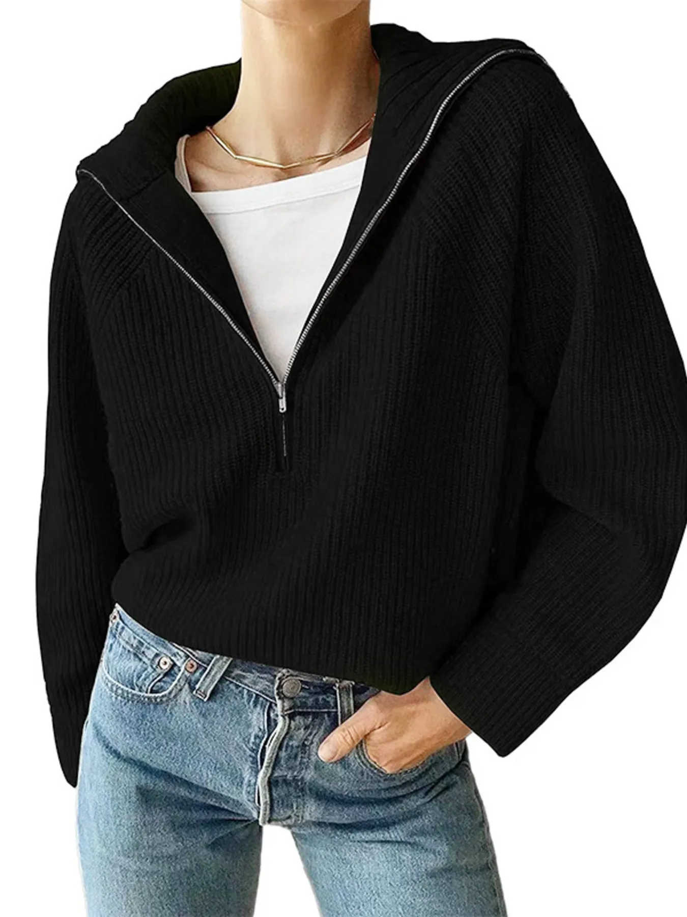 Half-Zip Long Sleeve Sweater - Image 4