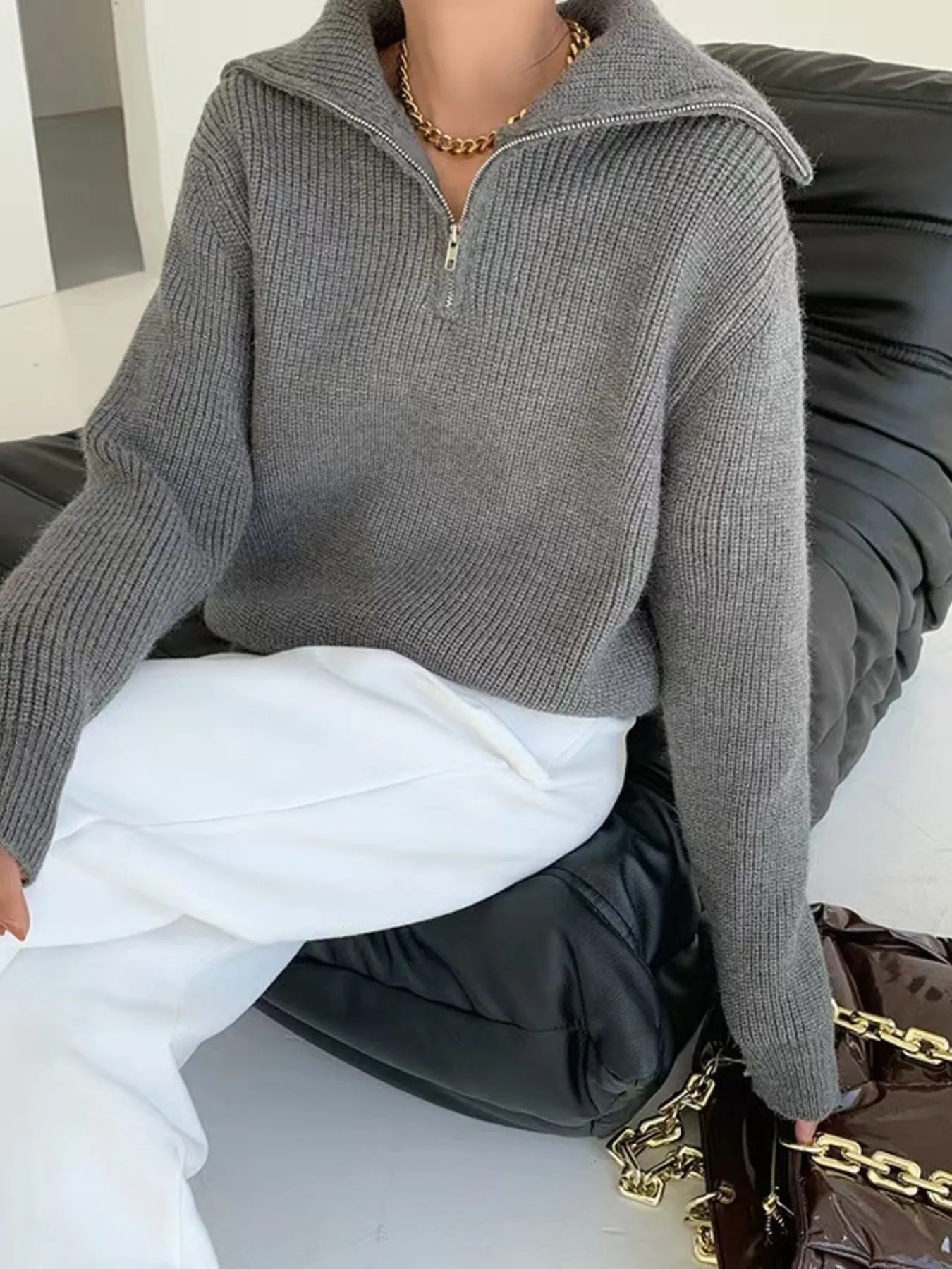 Half-Zip Long Sleeve Sweater - Image 5