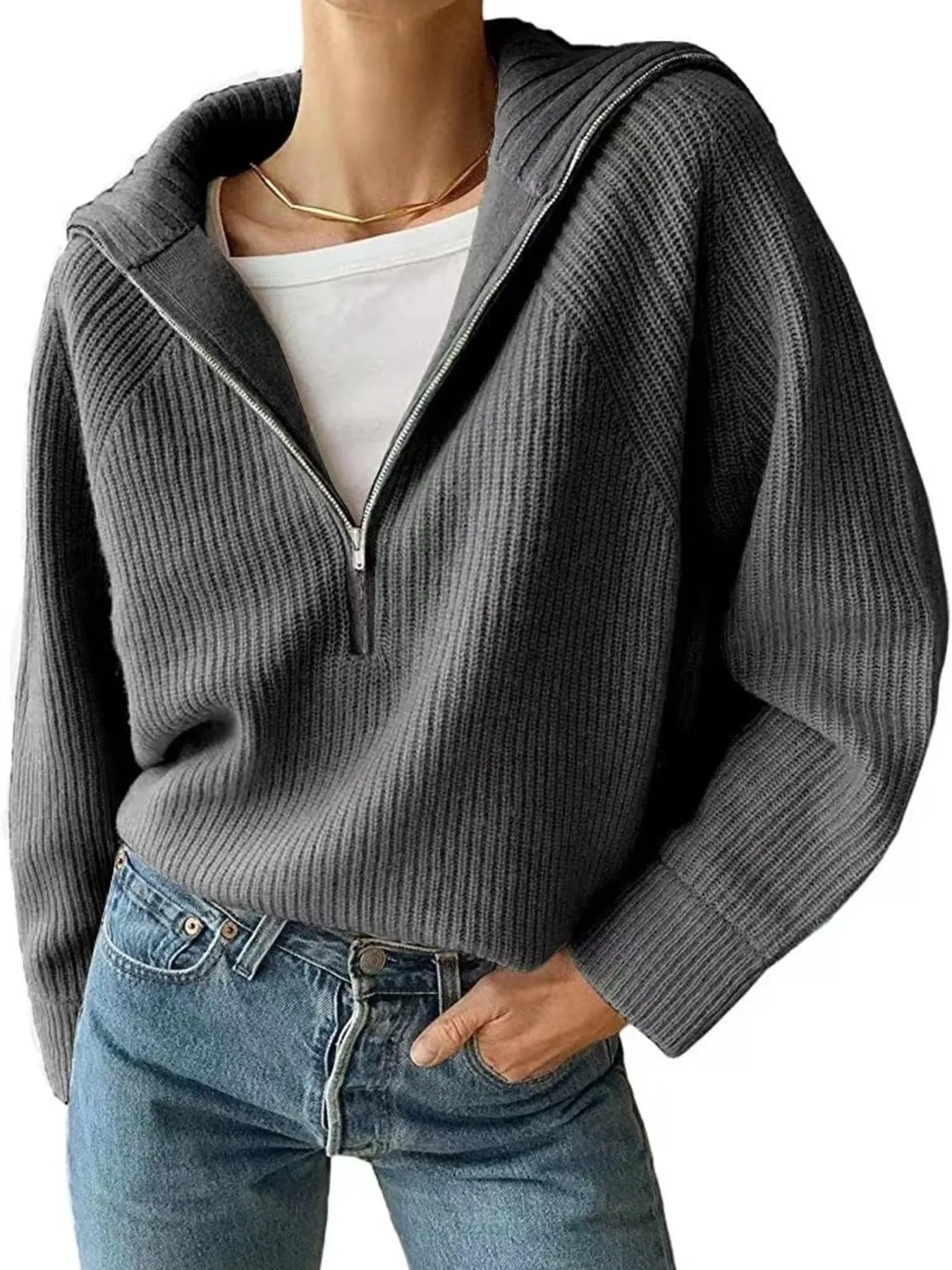 Half-Zip Long Sleeve Sweater - Image 9