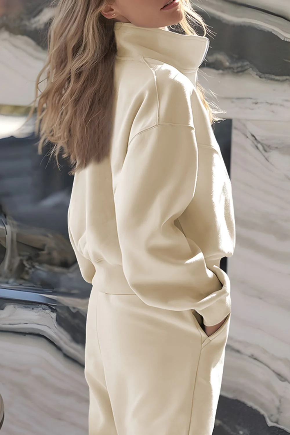 Half Zip Long Sleeve Top and Joggers Set - Image 12