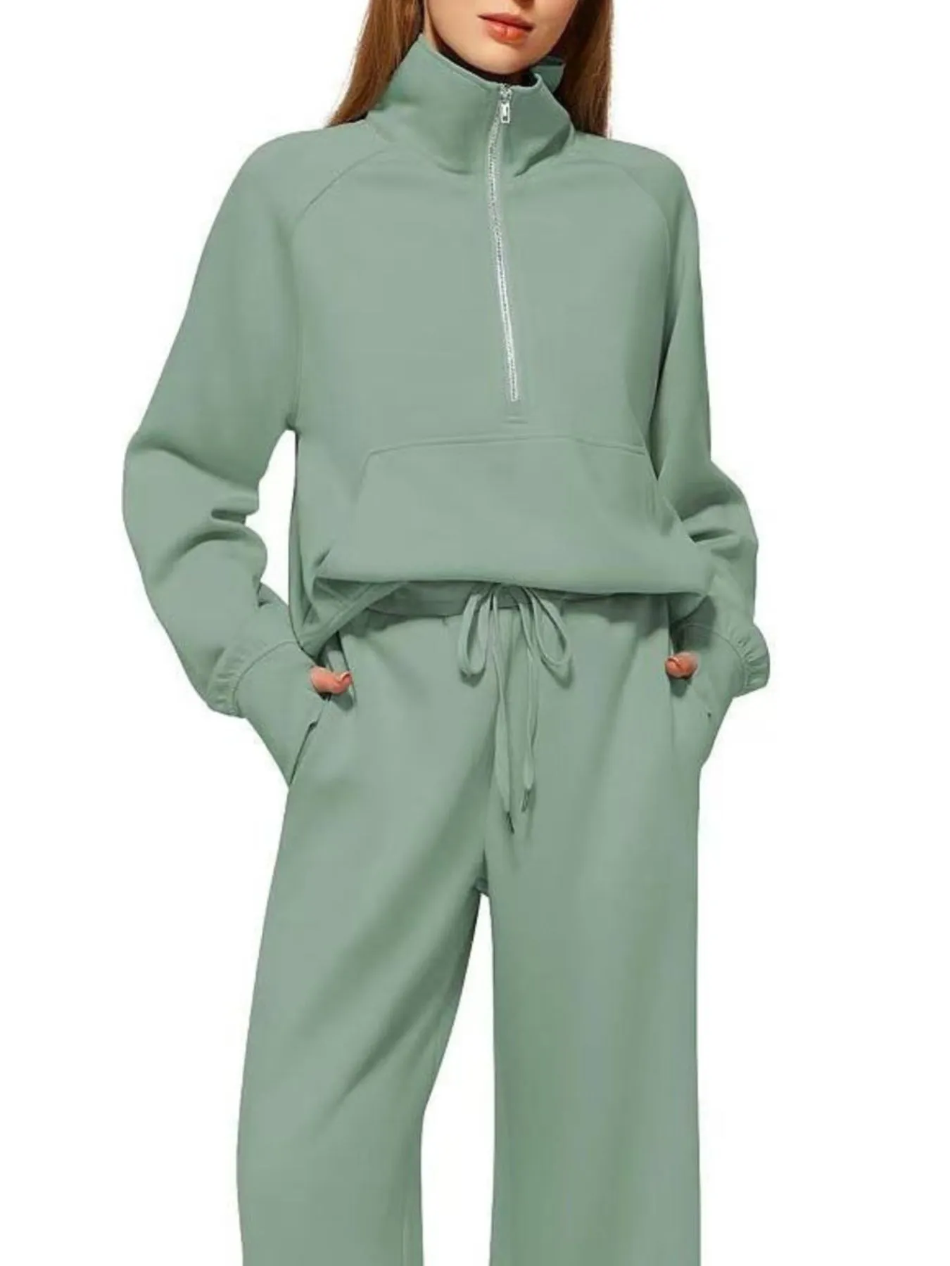 Half Zip Long Sleeve Top and Pants Set - Image 12