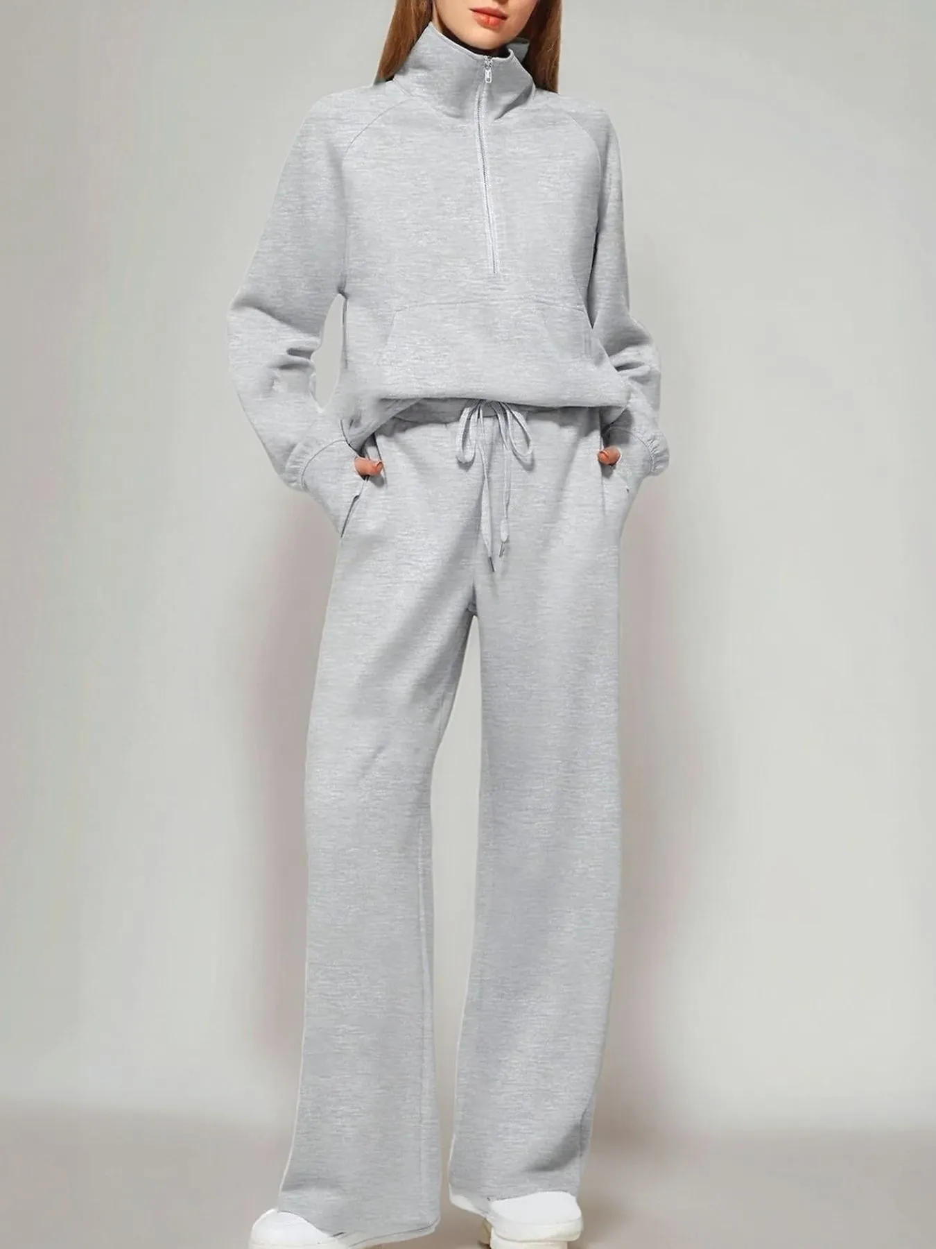 Half Zip Long Sleeve Top and Pants Set - Image 13