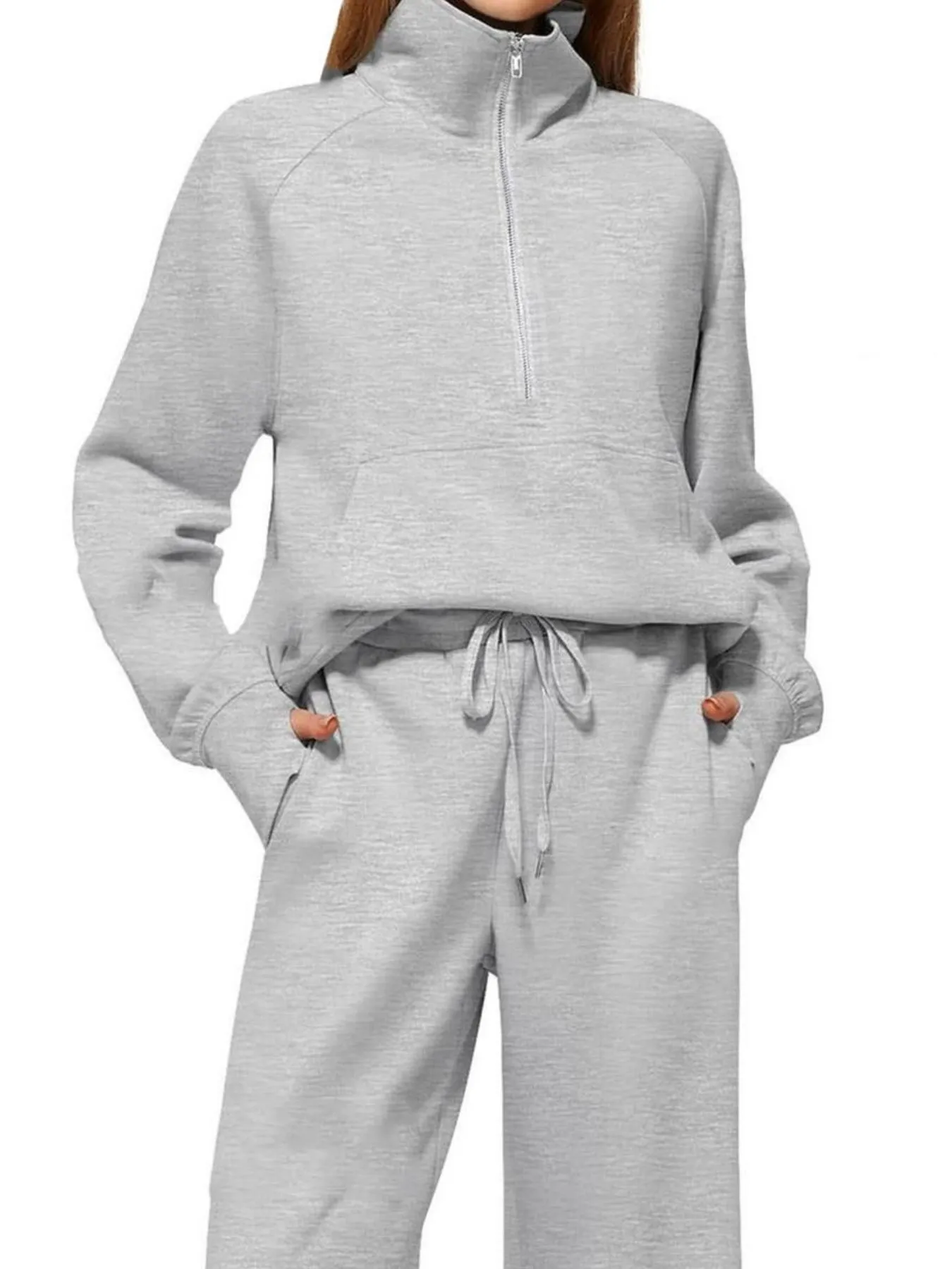 Half Zip Long Sleeve Top and Pants Set - Image 15