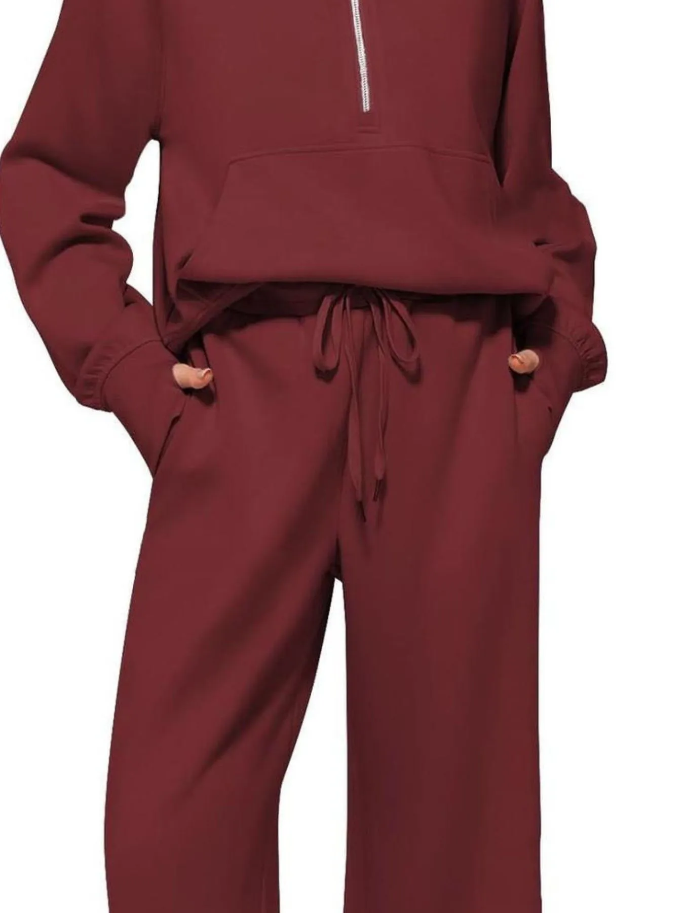 Half Zip Long Sleeve Top and Pants Set - Image 3