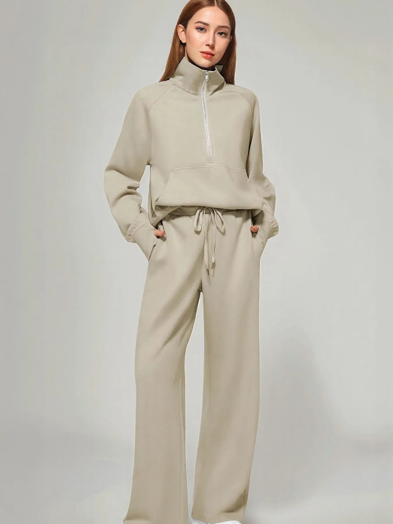 Half Zip Long Sleeve Top and Pants Set - Image 7