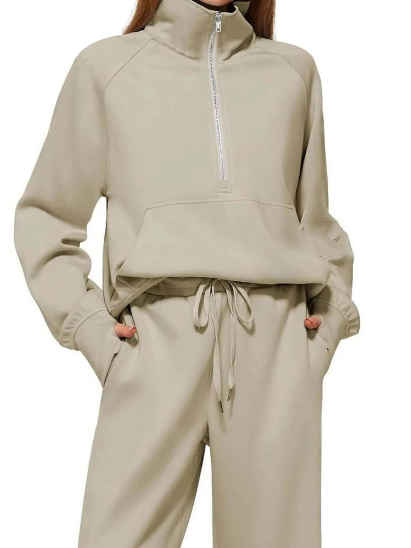 Half Zip Long Sleeve Top and Pants Set - Image 9