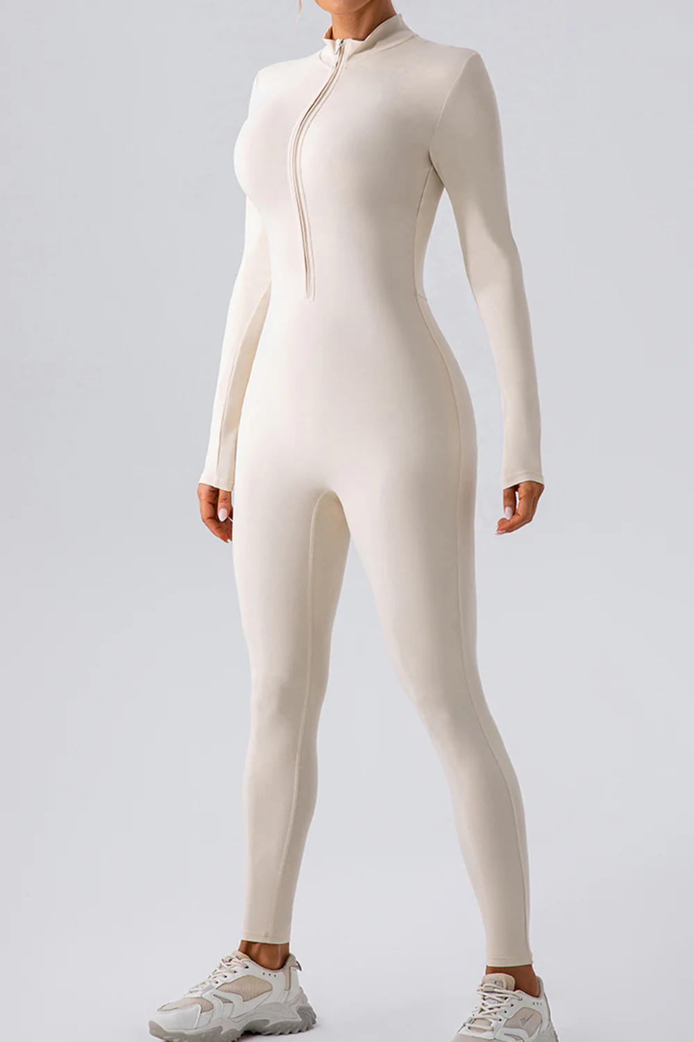 Half Zip Mock Neck Active Jumpsuit - Image 13