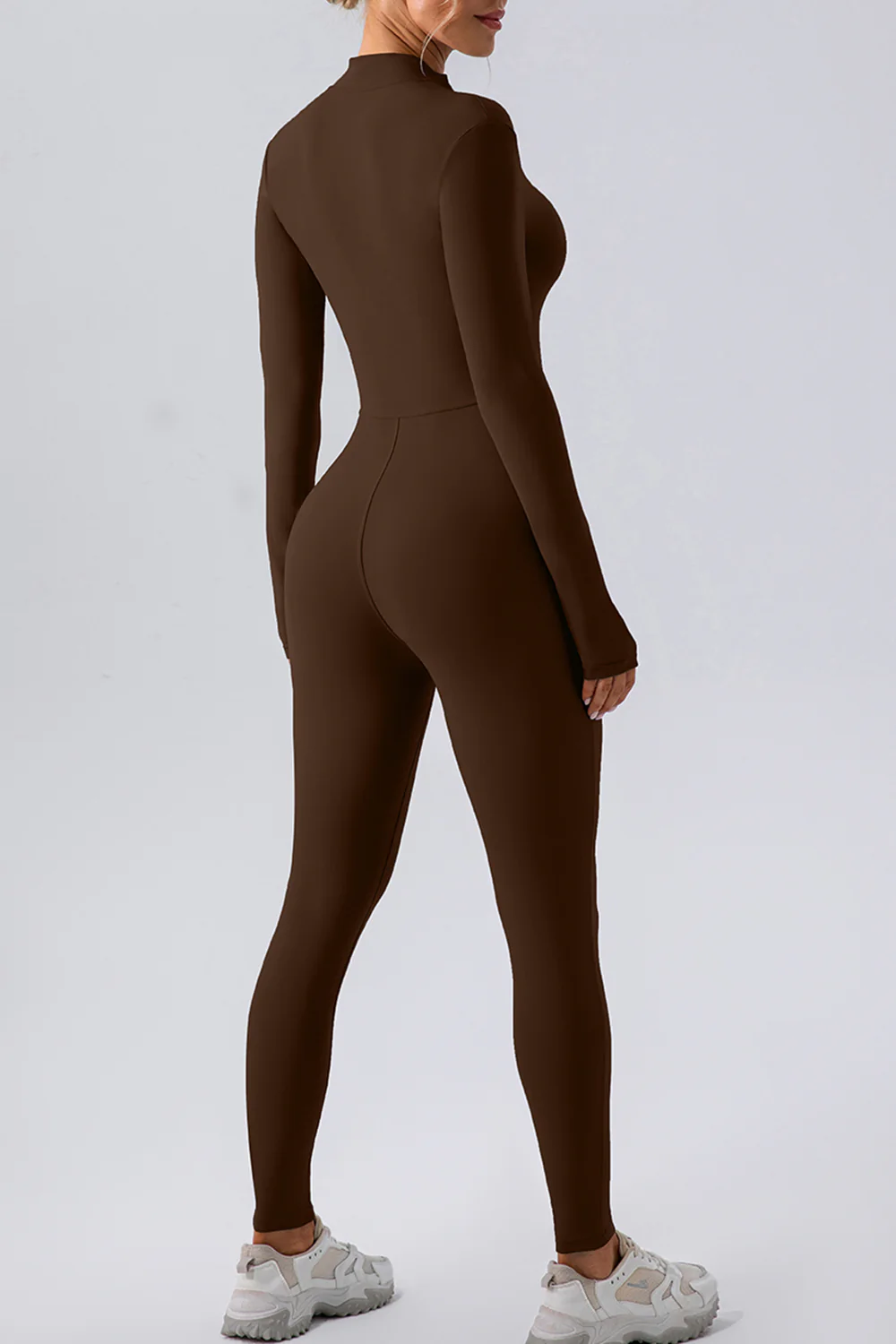 Half Zip Mock Neck Active Jumpsuit - Image 2