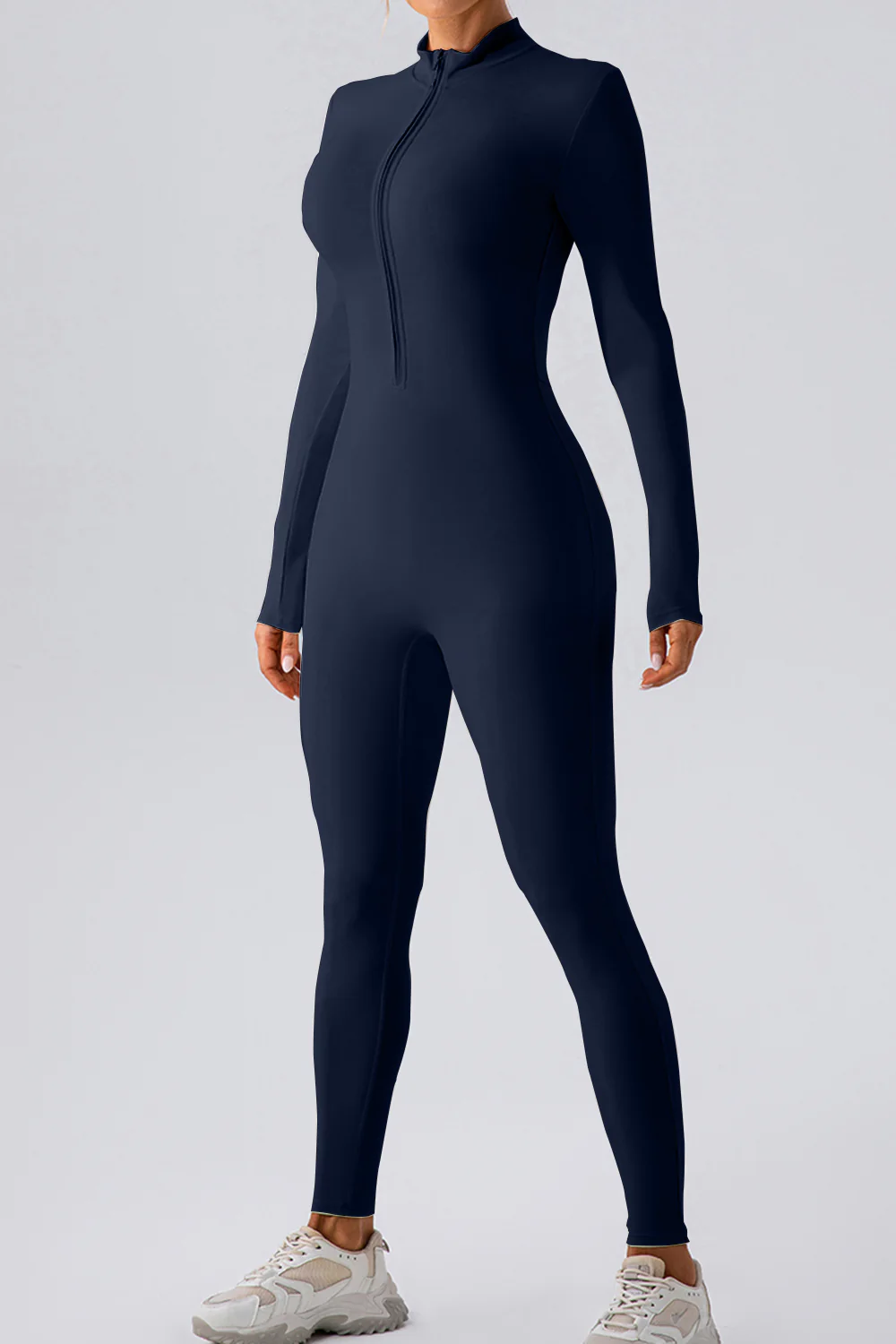 Half Zip Mock Neck Active Jumpsuit - Image 4