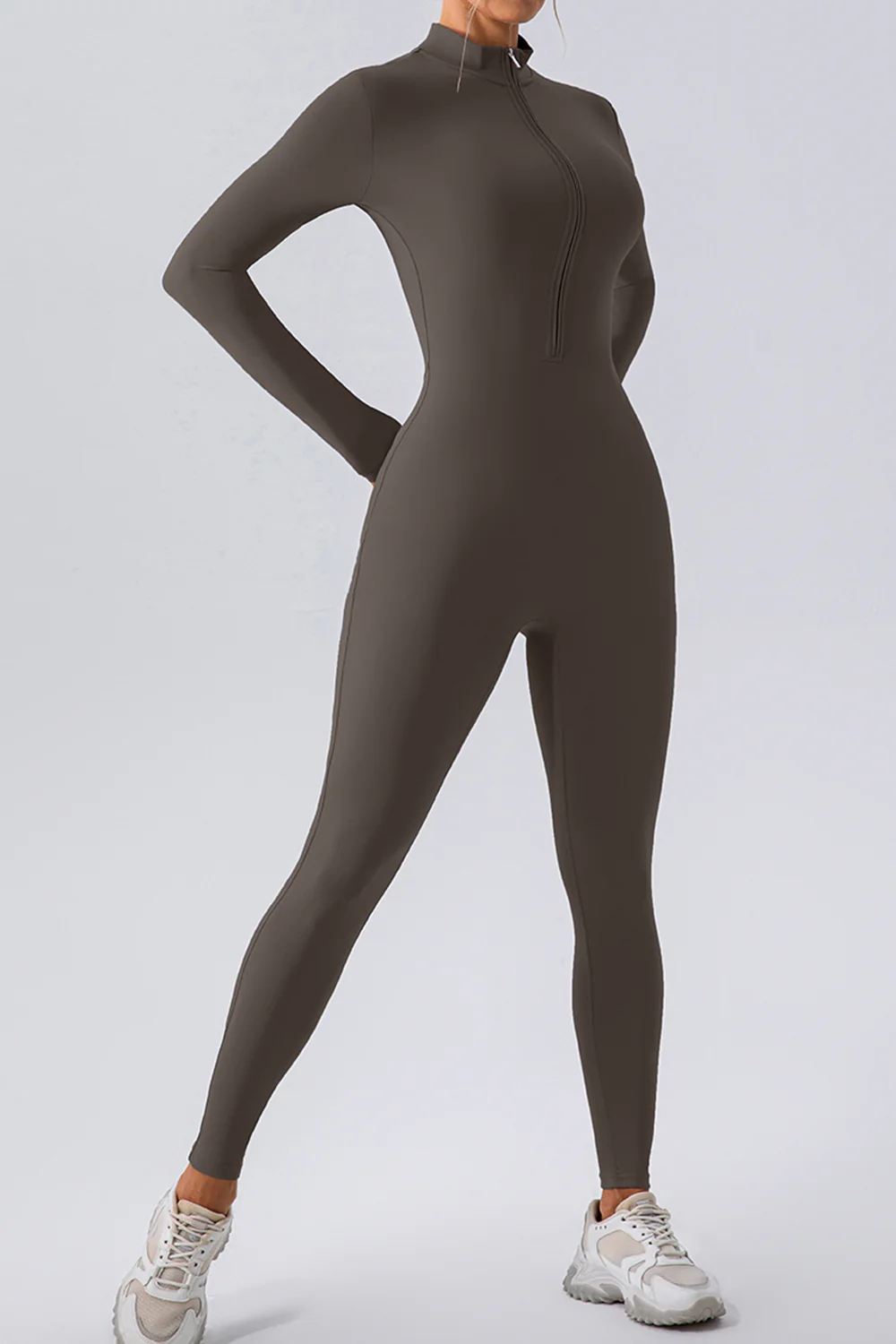 Half Zip Mock Neck Active Jumpsuit - Image 9