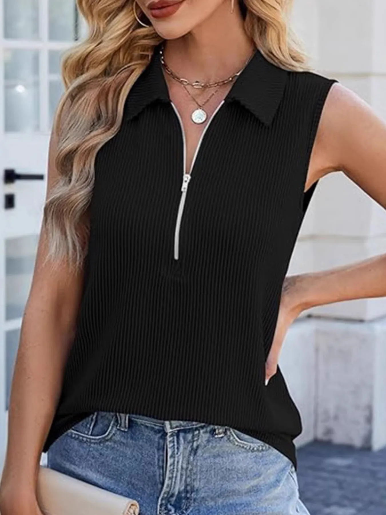 Half Zip Sleeveless Tank - Image 2