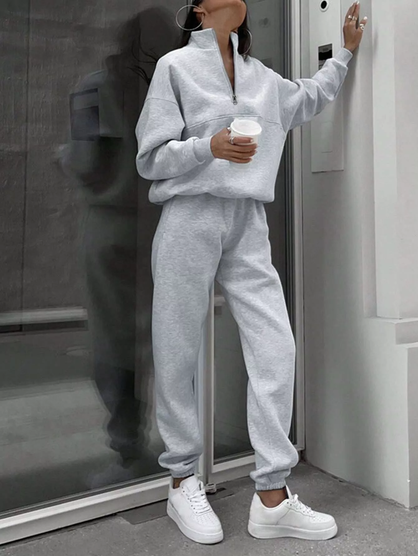 Half Zip Sweatshirt and Pants Set - Image 2