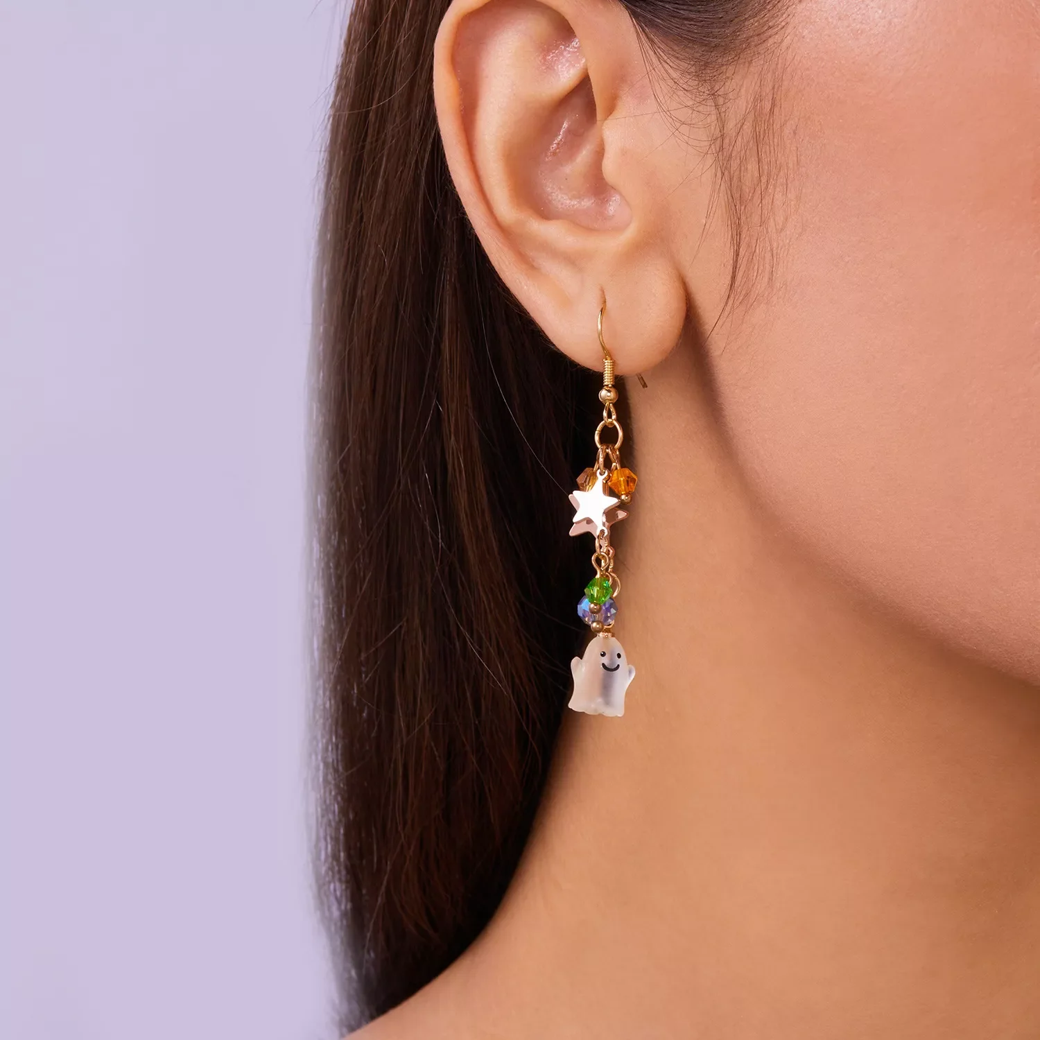 Halloween Asymmetrical Pumpkin Ghost Earrings - Image 7