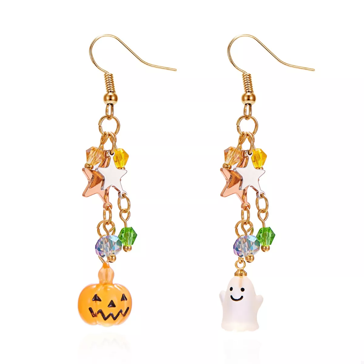 Halloween Asymmetrical Pumpkin Ghost Earrings - Image 8